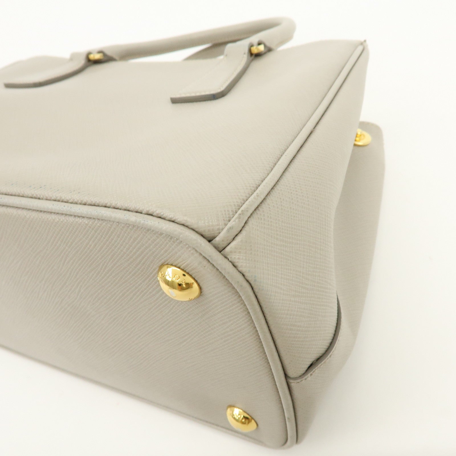 PRADA Triangle Logo Galleria 2Way Bag Shoulder Bag Gray BN2863
