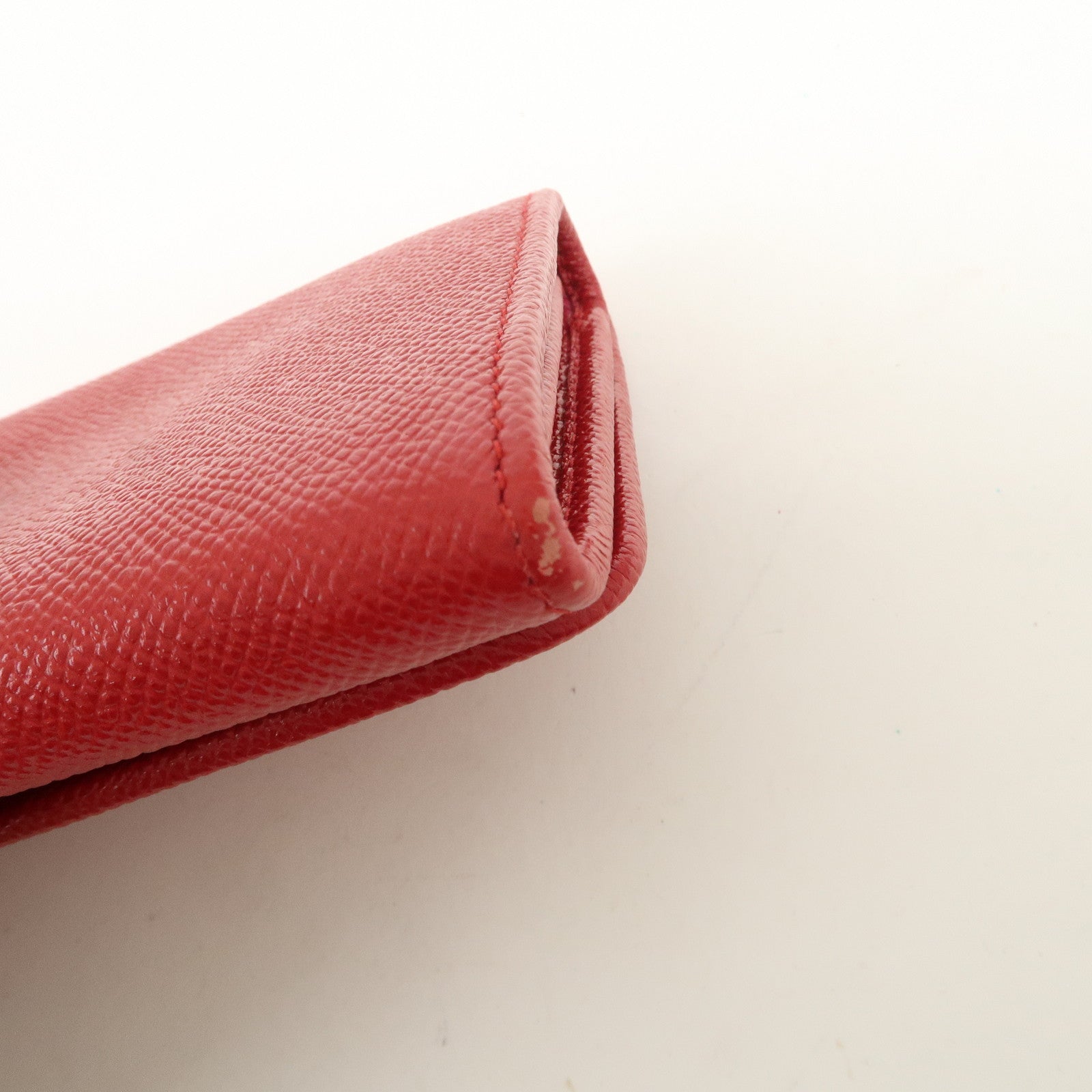 BVLGARI Logo Leather Bi-Fold Long Wallet Red