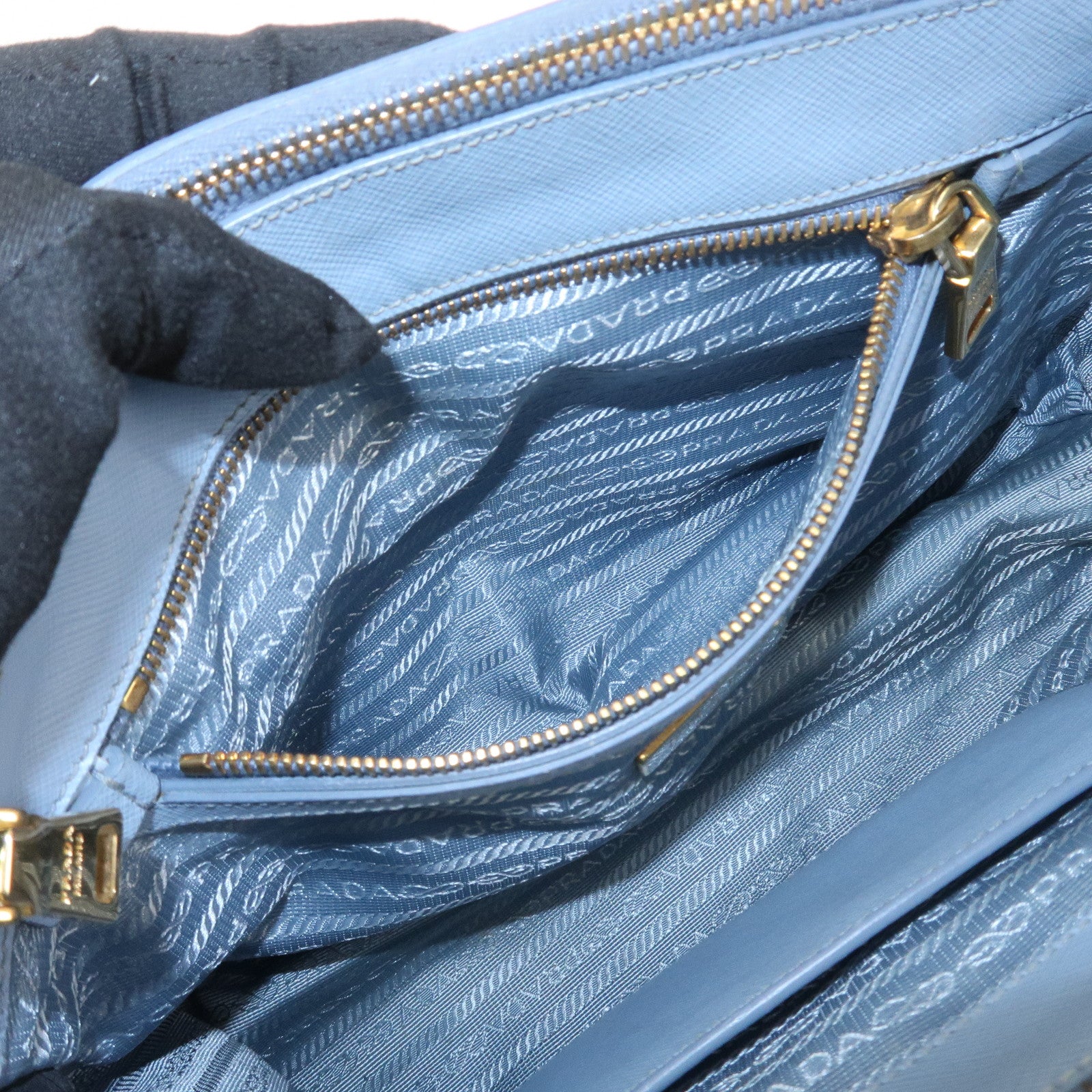 PRADA Triangle Logo Galleria 2Way Bag Shoulder Bag Light Blue BN2863