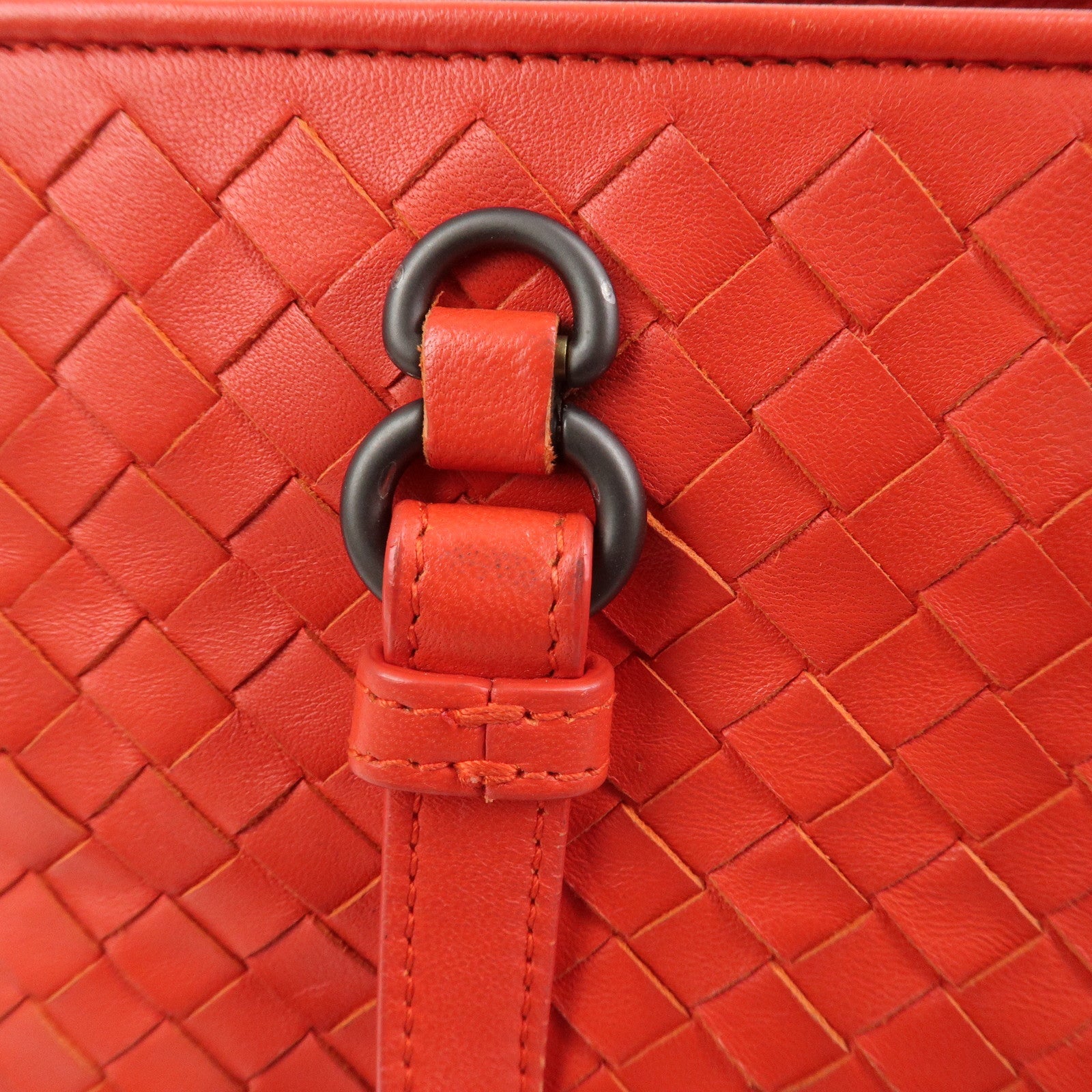BOTTEGA VENETA Intrecciato Nappa Leather Hand Bag Red