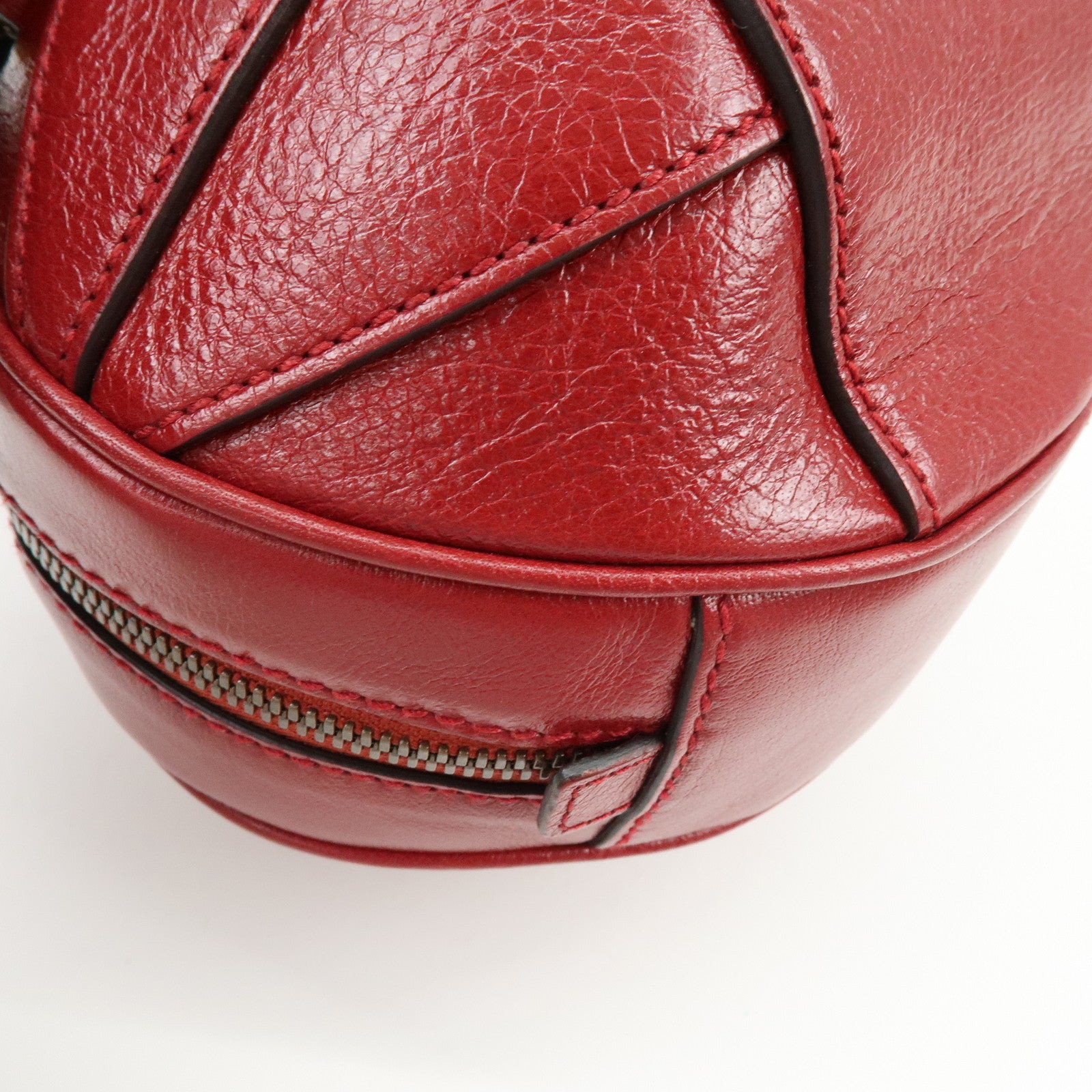 GUCCI Leather Basketball Shaped Mini Hand Shoulder Bag Red 547855