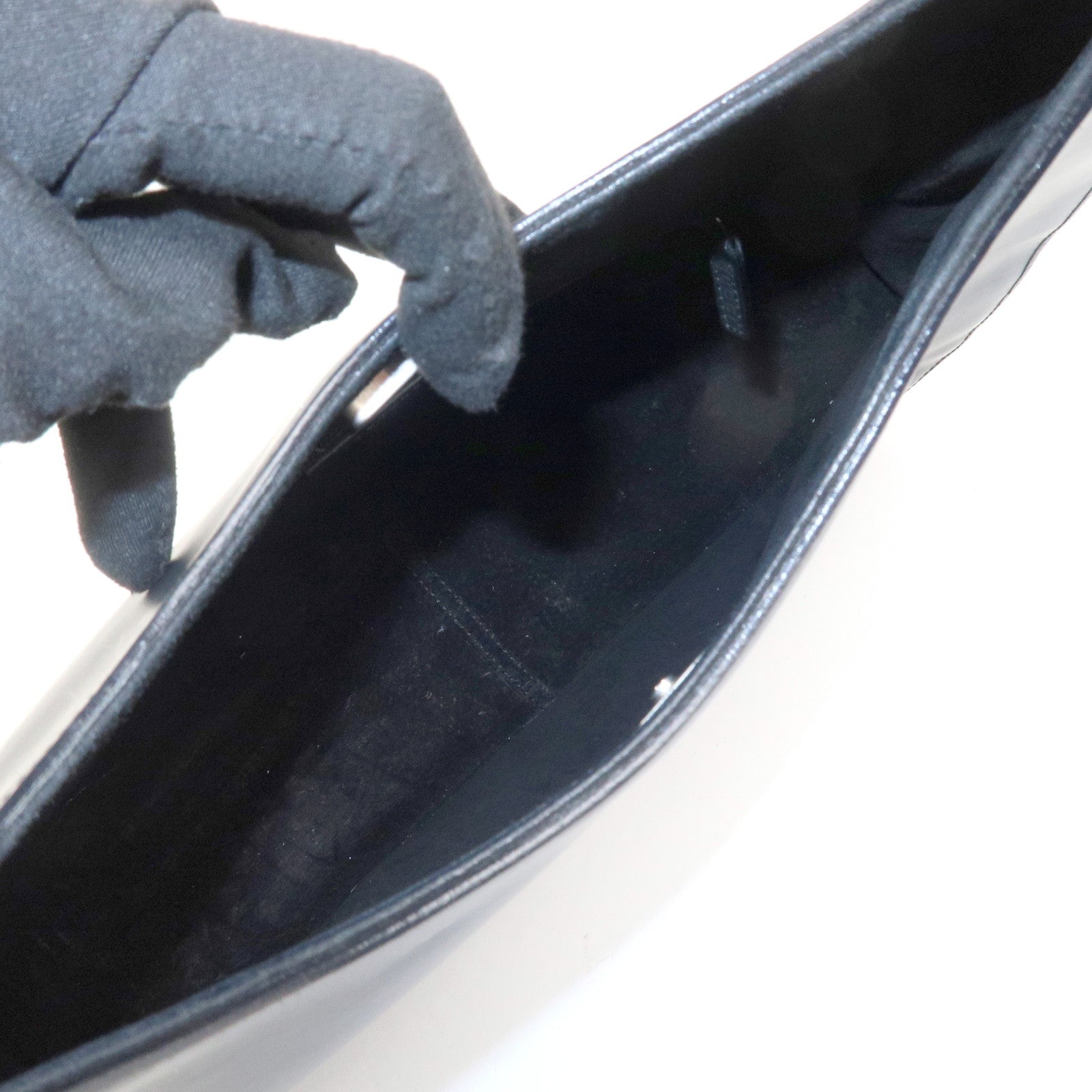 GUCCI Bamboo Handle Shoulder Bag Hand Bag Black Red 001.3739