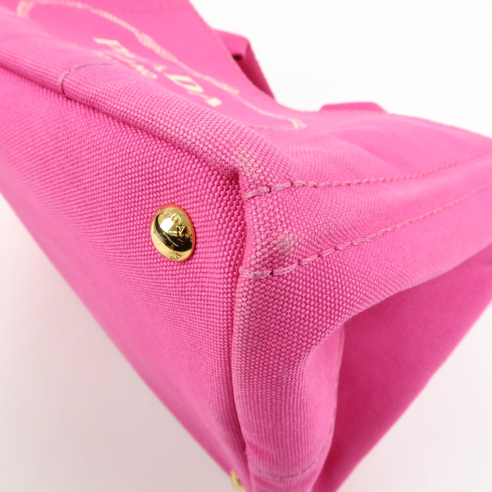 PRADA Triangle Logo Canapa Canvas Hand Bag Tote Bag Pink BN1872