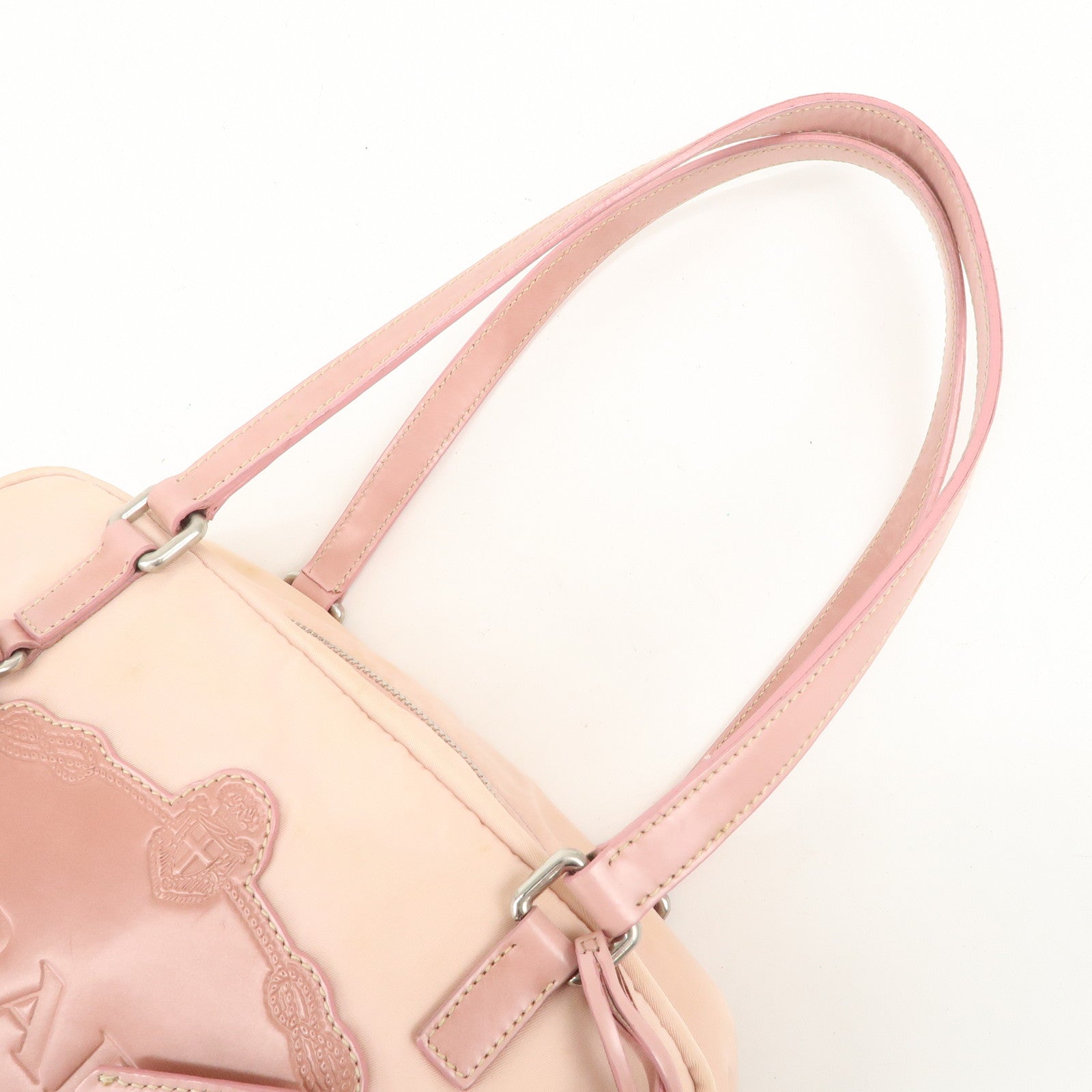 PRADA Nylon Leather Shoulder Bag Hand Bag Boston Bag Pink BR3150