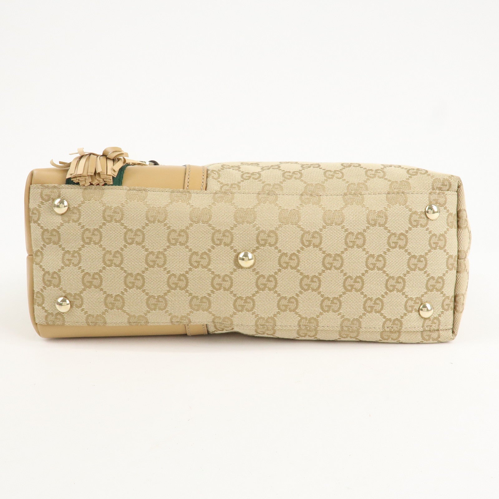 GUCCI Horsebit Sherry GG Canvas Leather Tote Bag Beige 232936 Used