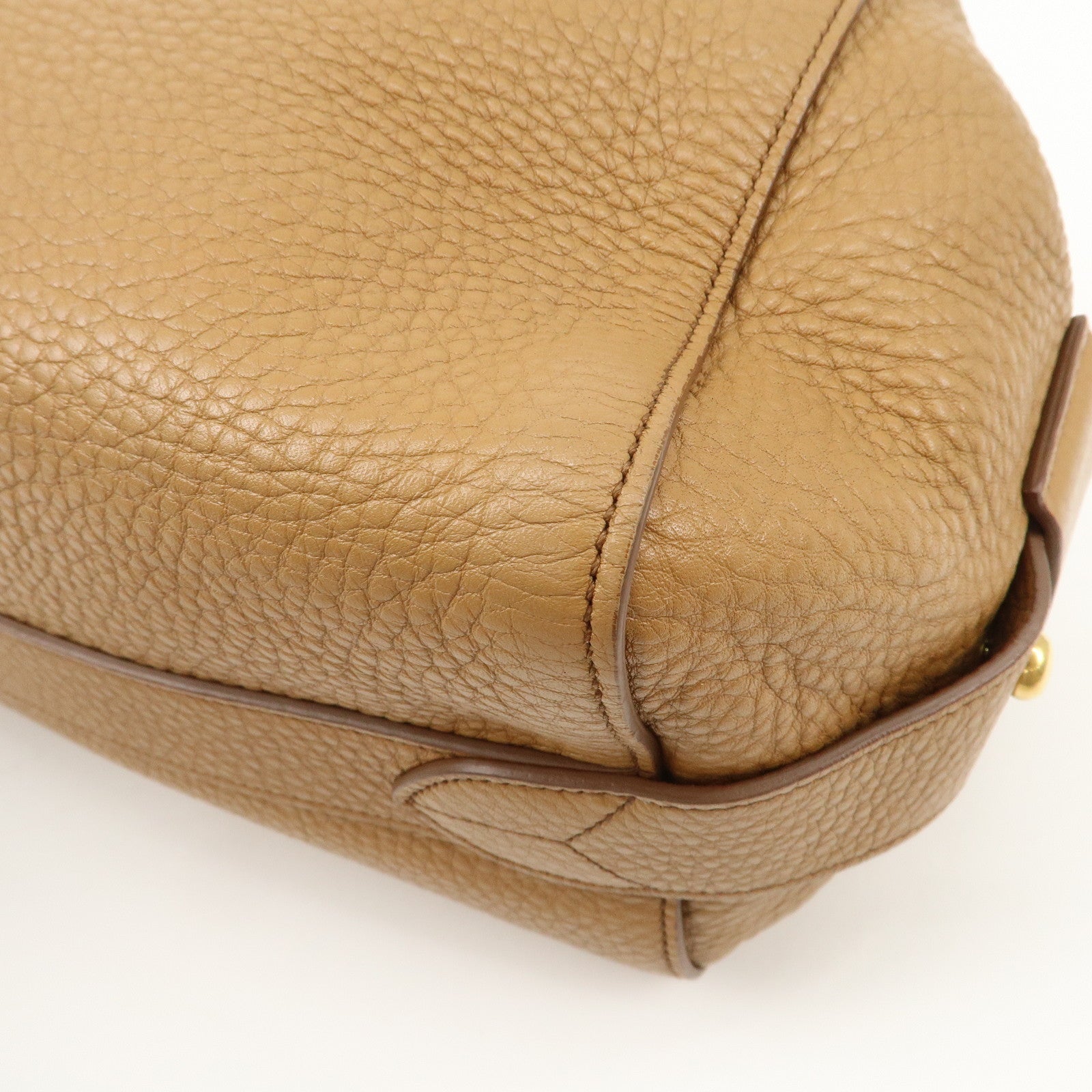 PRADA Triangle Logo Leather 2Way Bag Boston Bag Hand Bag Brown 1BB031 Used