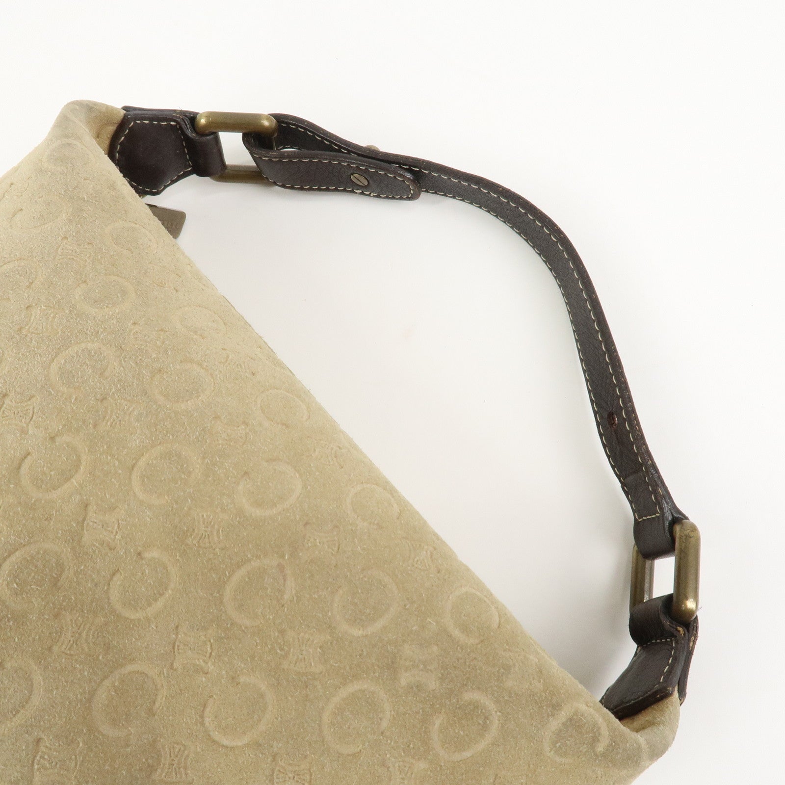 CELINE C Macadam Suede Leather Hand Bag Beige
