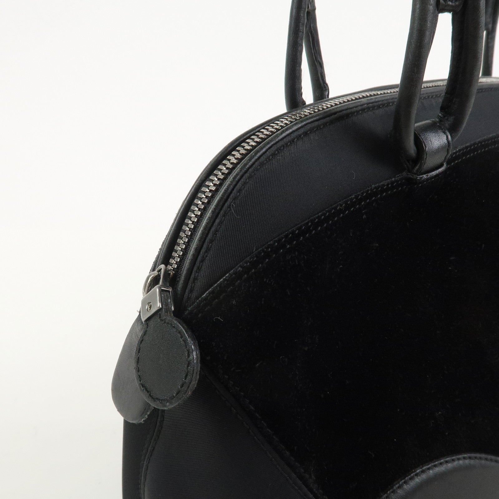 Ferragamo Gancini Suede Nylon Leather Shoulder Bag Hand Bag Black