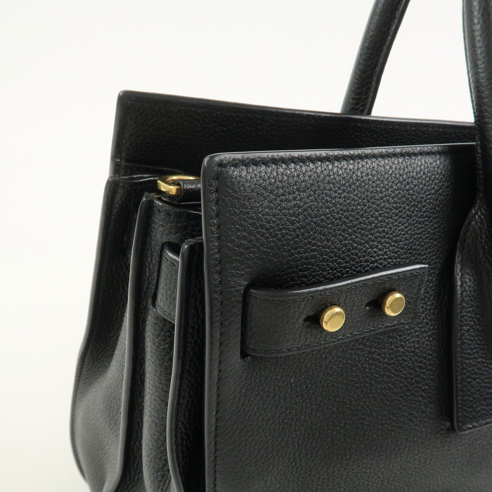 SAINT LAURENT PARIS Grain Calf Leather 2Way Bag Black 717447