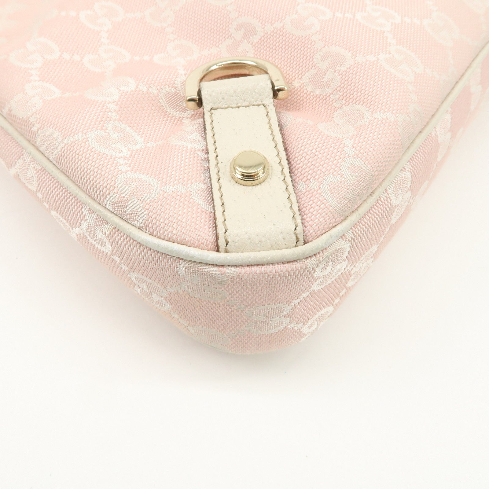 GUCCI Abbey GG Canvas Leather Shoulder Bag Ivory Pink 130738 Used