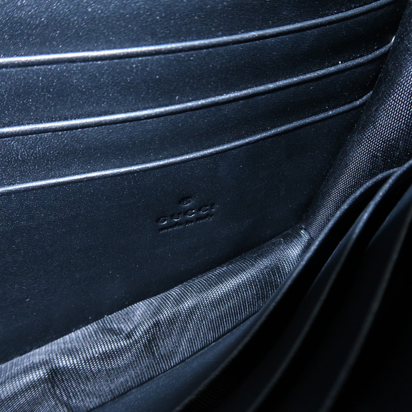 GUCCI GG Marmont Leather Chain Wallet Gold HDW Black 431478 Used