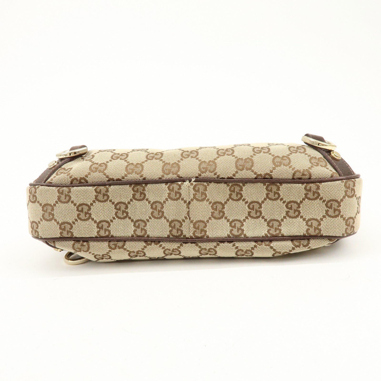 GUCCI Abbey GG Canvas Leather Shoulder Bag Beige Brown 130738