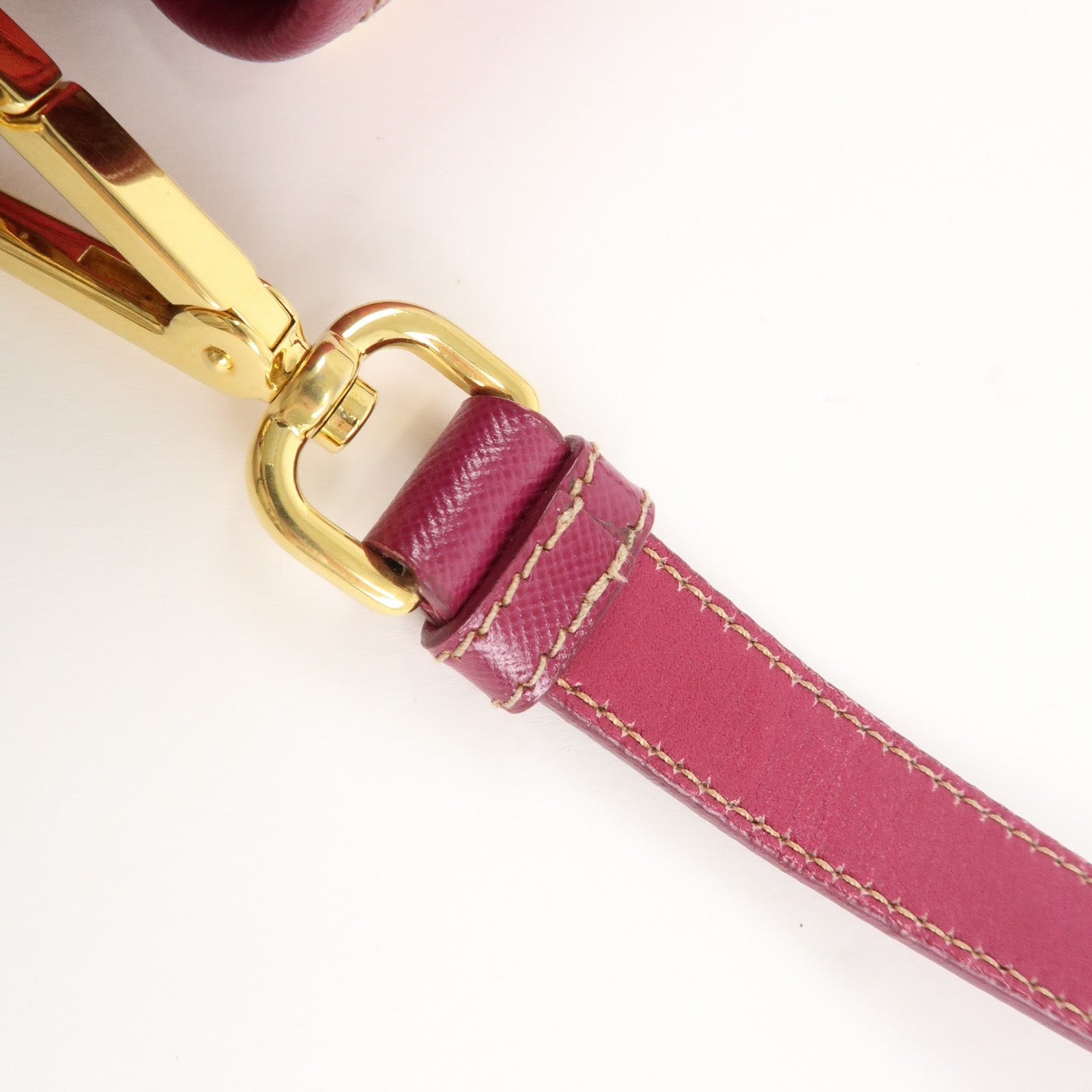 PRADA Nylon Saffiano Leather Flap Messenger Shoulder Bag Pink BT0697 Used