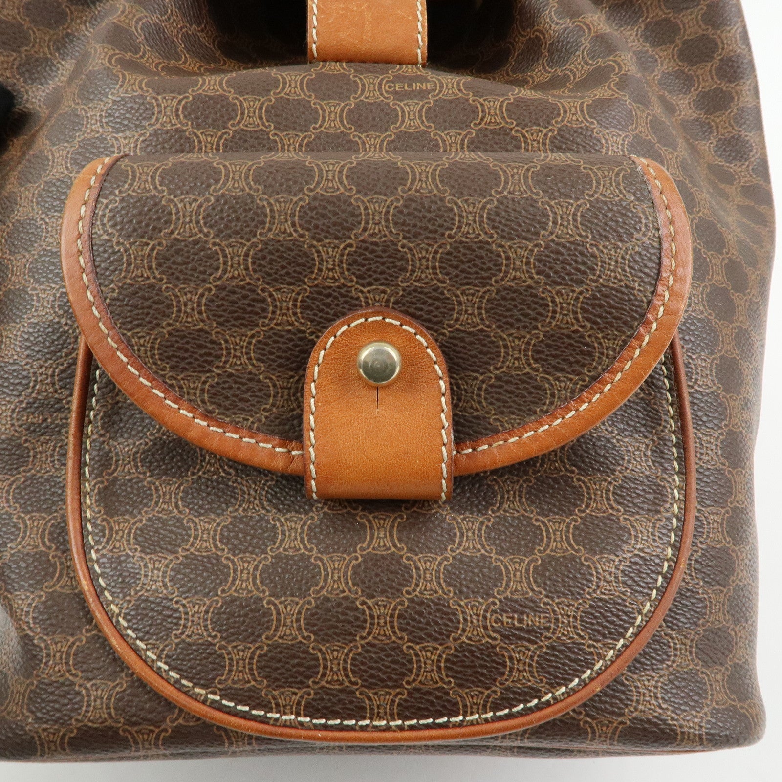 CELINE Macadam PVC Coated Canvas Leather Backpack Brown