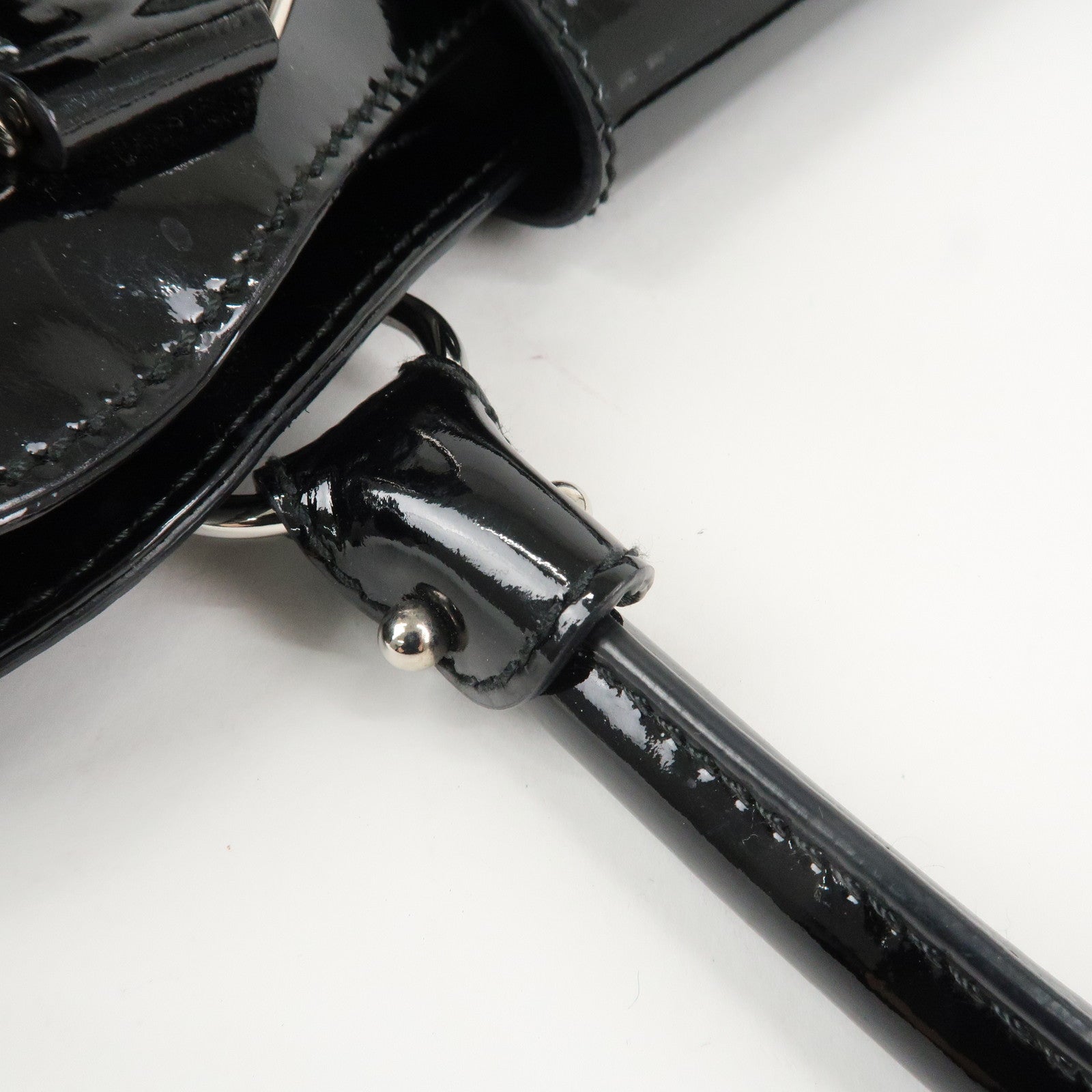 Ferragamo Gancini Patent Leather Shoulder Bag Black Silver HDW Used