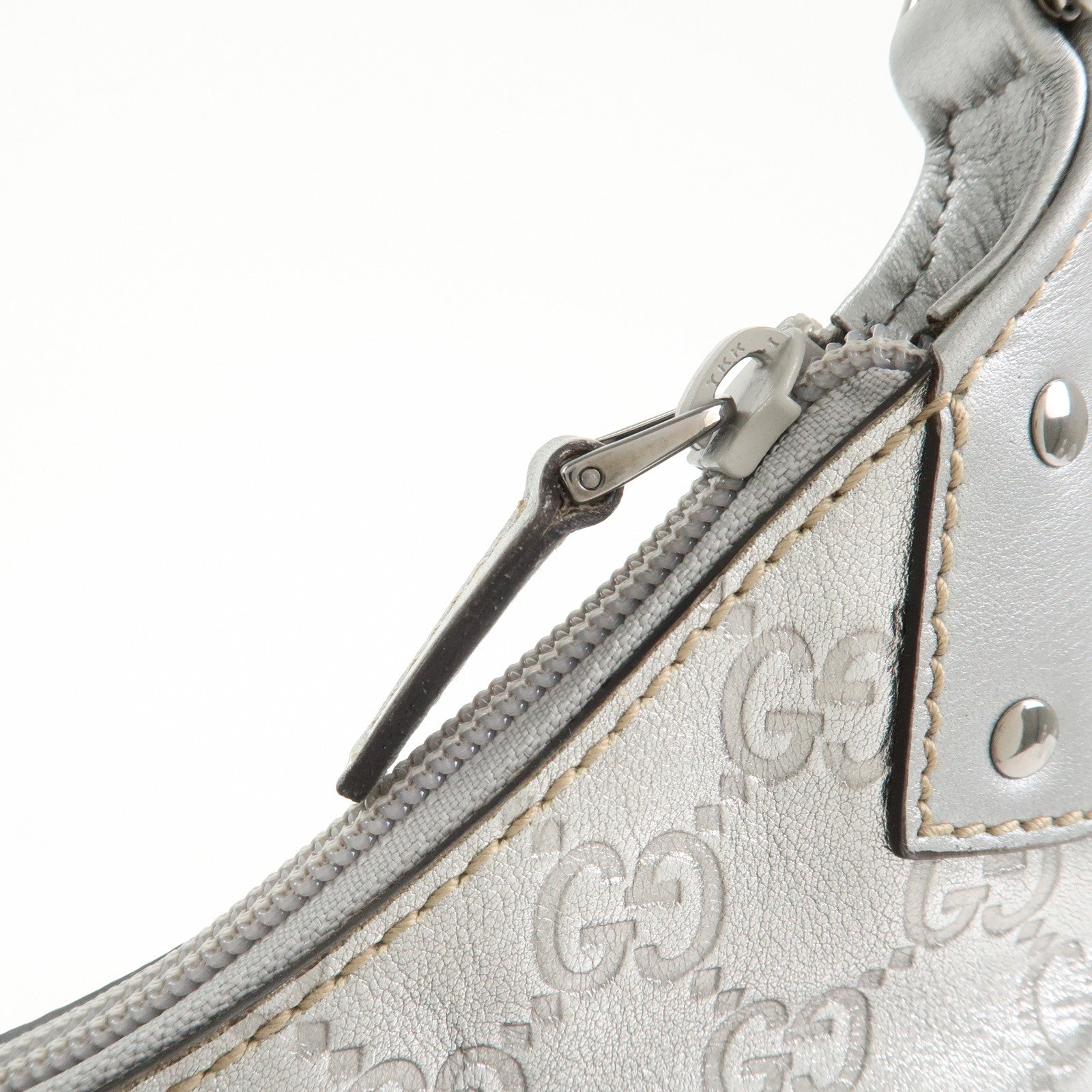 GUCCI Guccissima Leather Shoulder Bag Hand Bag Silver 239379