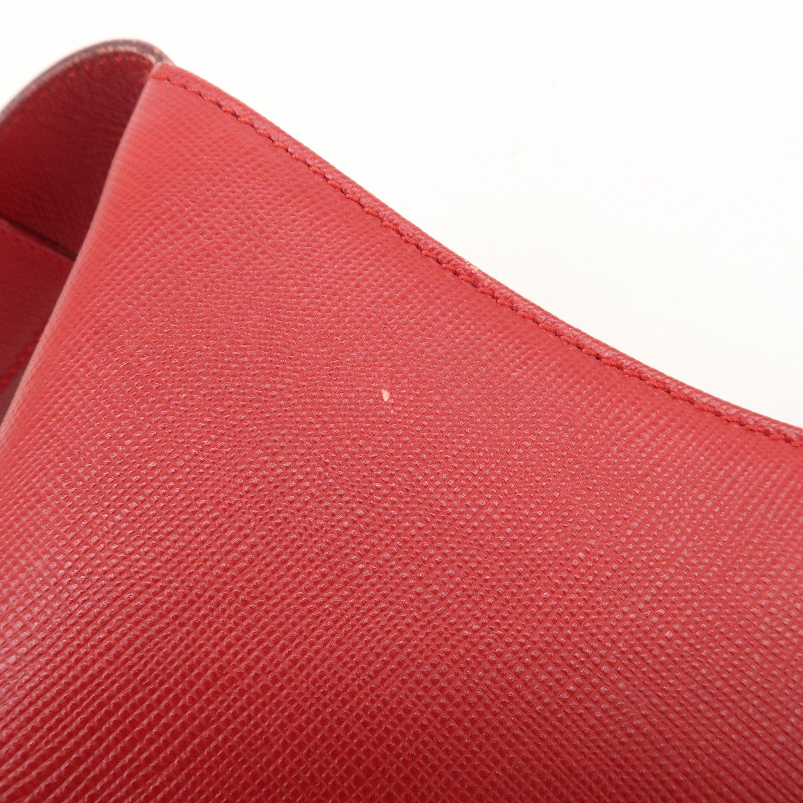 Ferragamo Gancini Leather Shoulder Bag Hand Bag Red