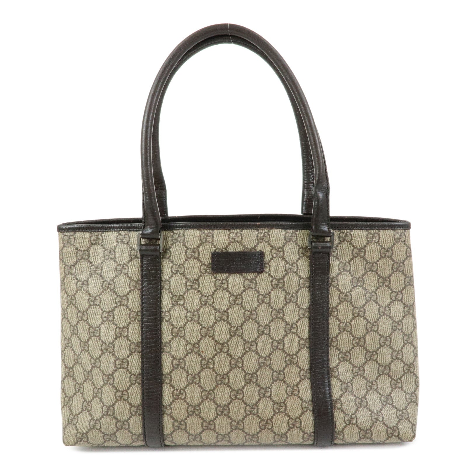 GUCCI GG Supreme Leather Tote Bag Shoulder Bag Beige Brown 114595