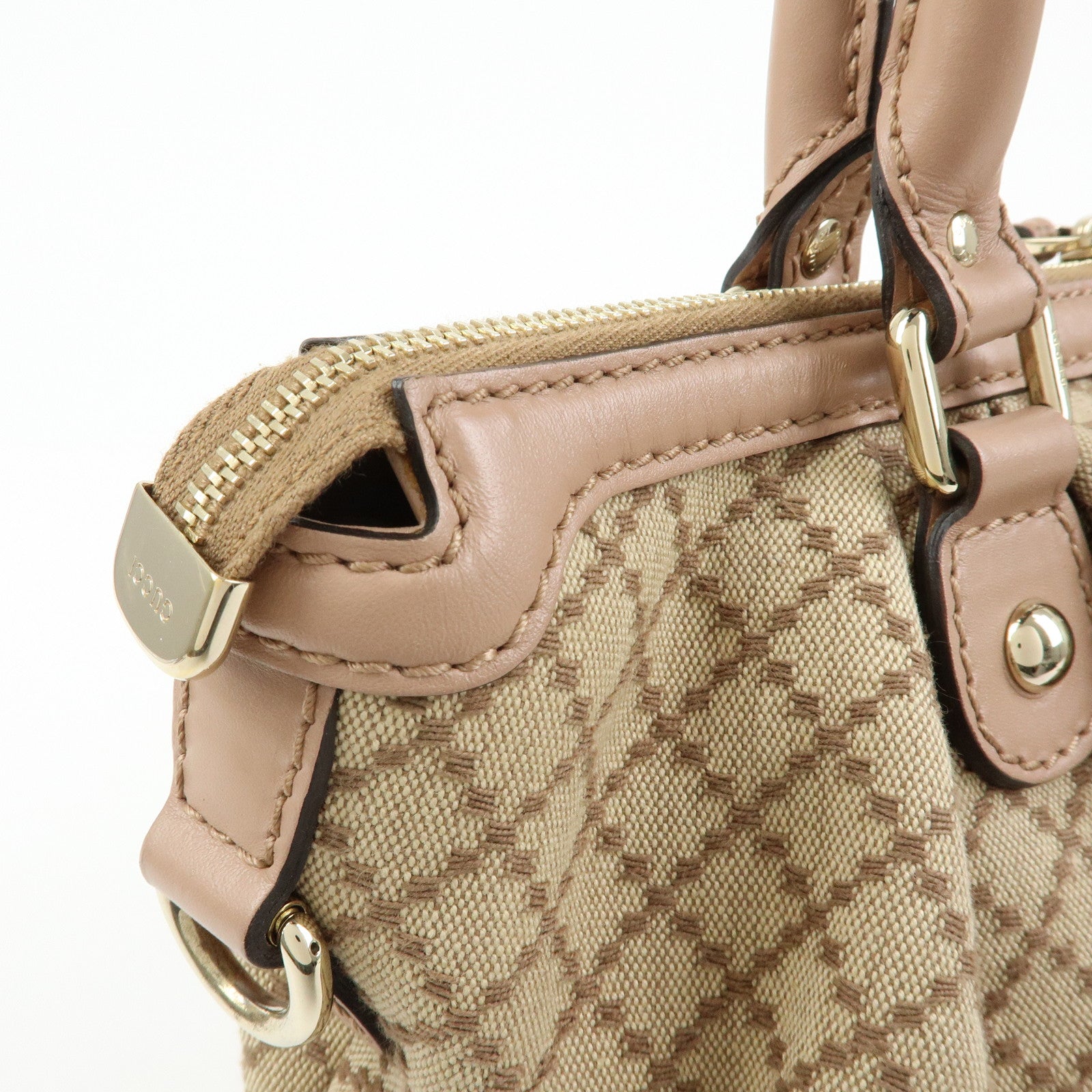 GUCCI Sukey Interlocking G Diamante 2Way Shoulder Bag Beige 247902