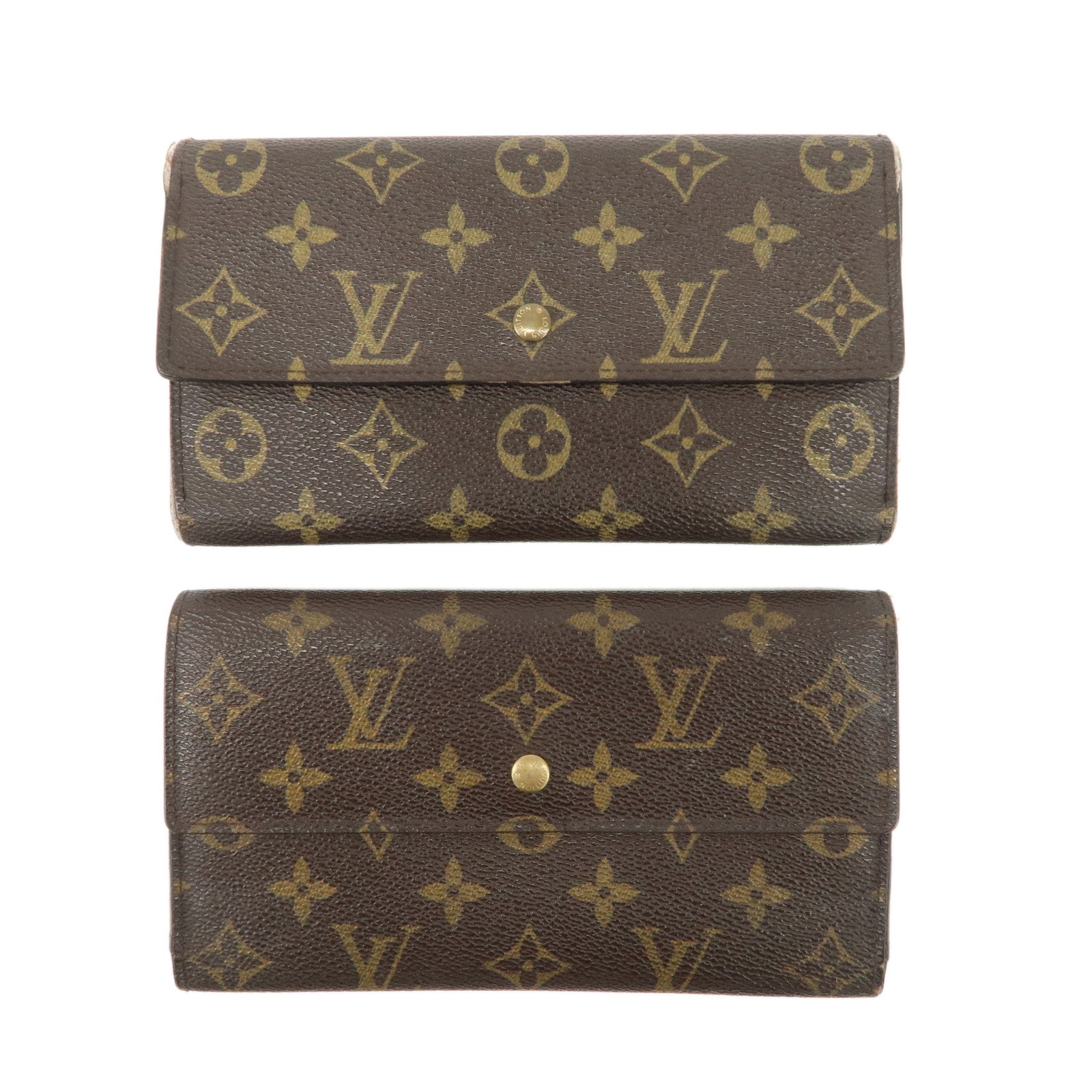 Louis Vuitton Set of 2 Monogram Canvas Long Wallet M61217 M61215 Used