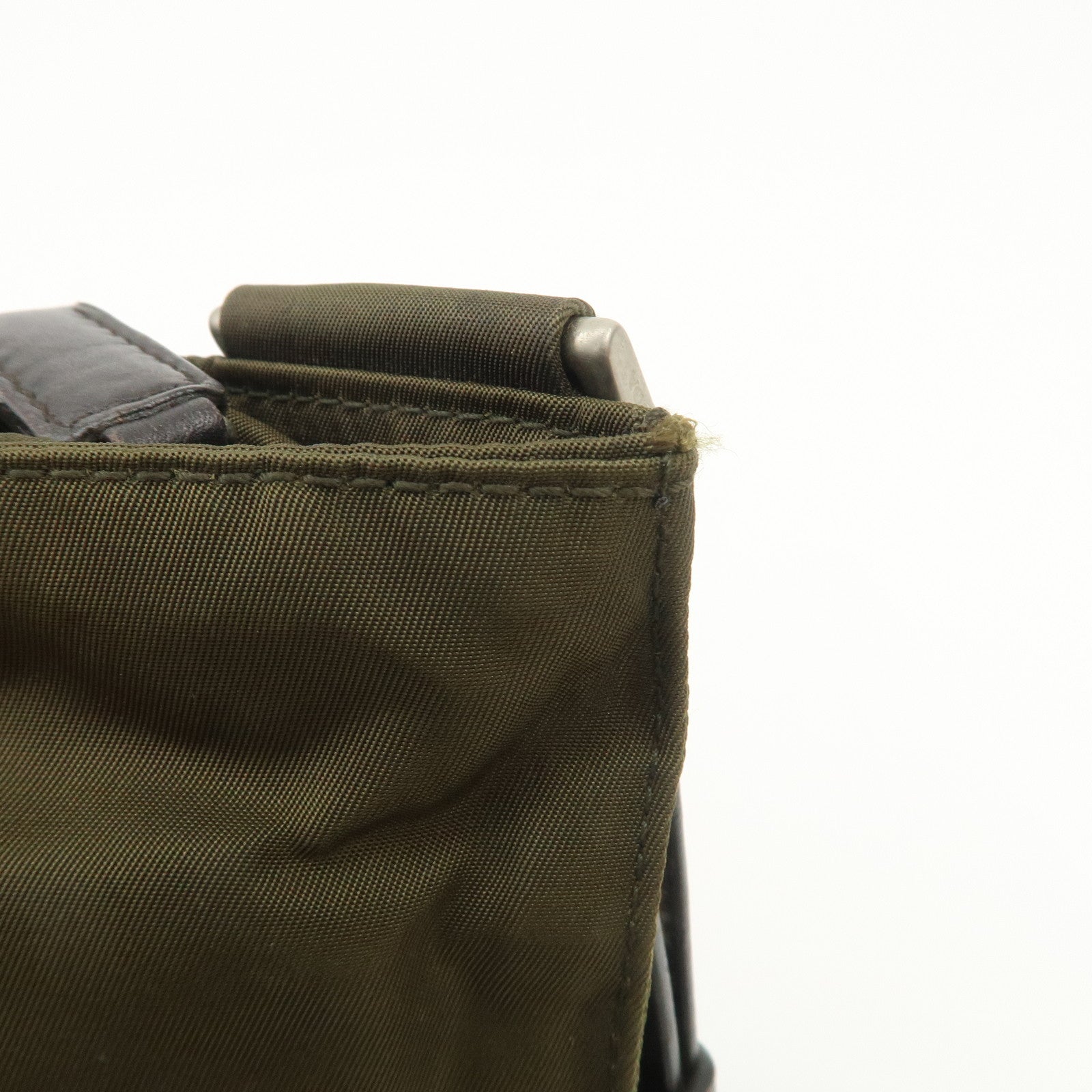 PRADA Logo Nylon Leather Shoulder Bag Crossbody Bag Khaki Black