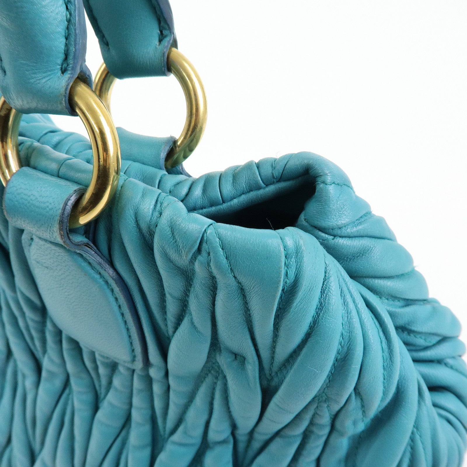MIU MIU Matelasse Nappa Leather 2Way Bag Hand Bag Marine 5BE886