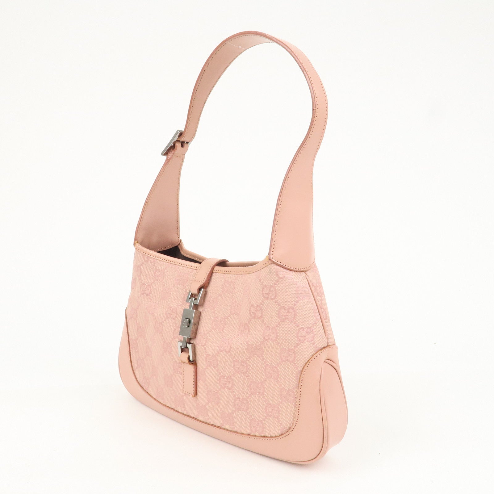 GUCCI Jackie Canvas Leather Shoulder Hand Bag Pink 001.3735