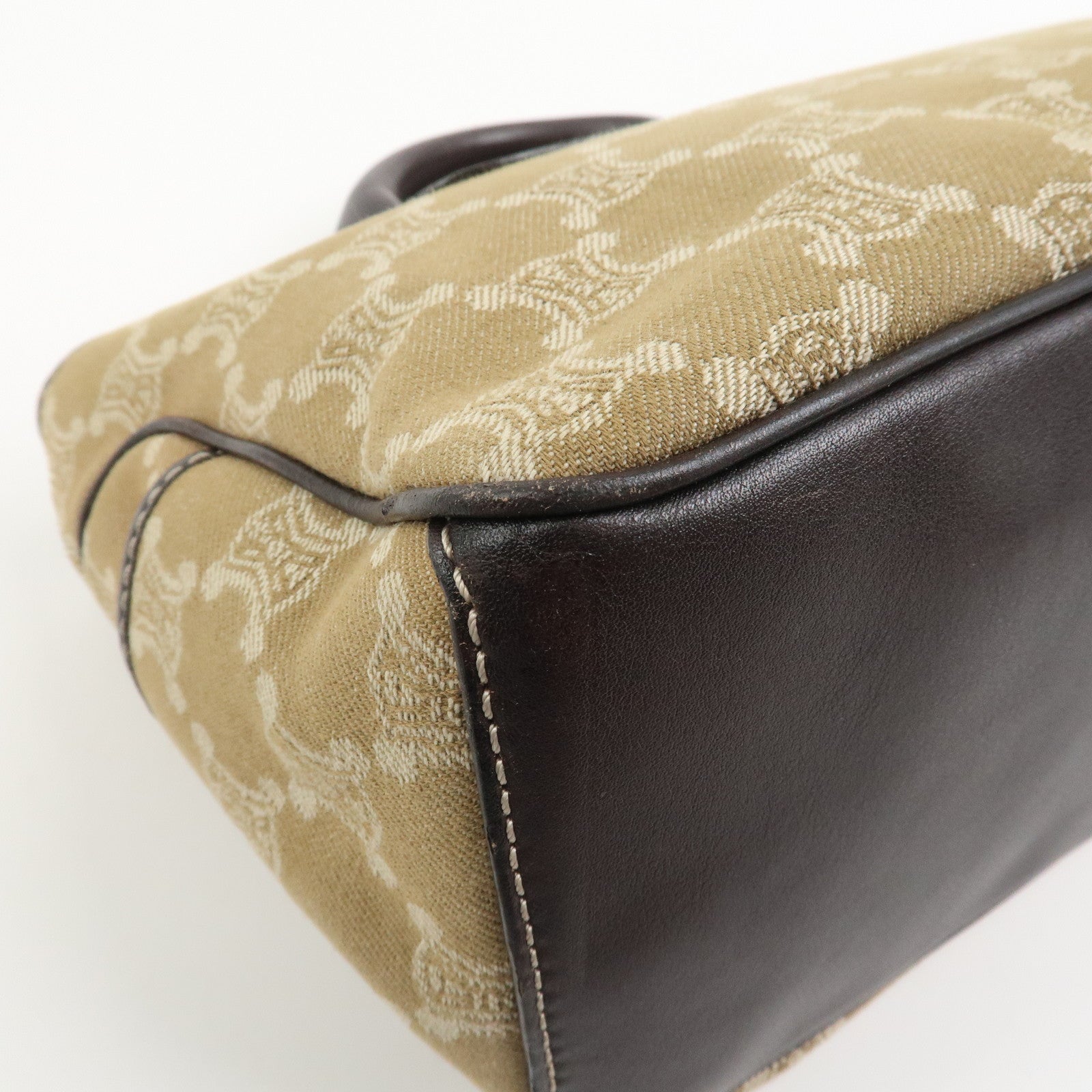CELINE Macadam Denim Leather Boogie Bag Hand Bag Tote Bag Brown