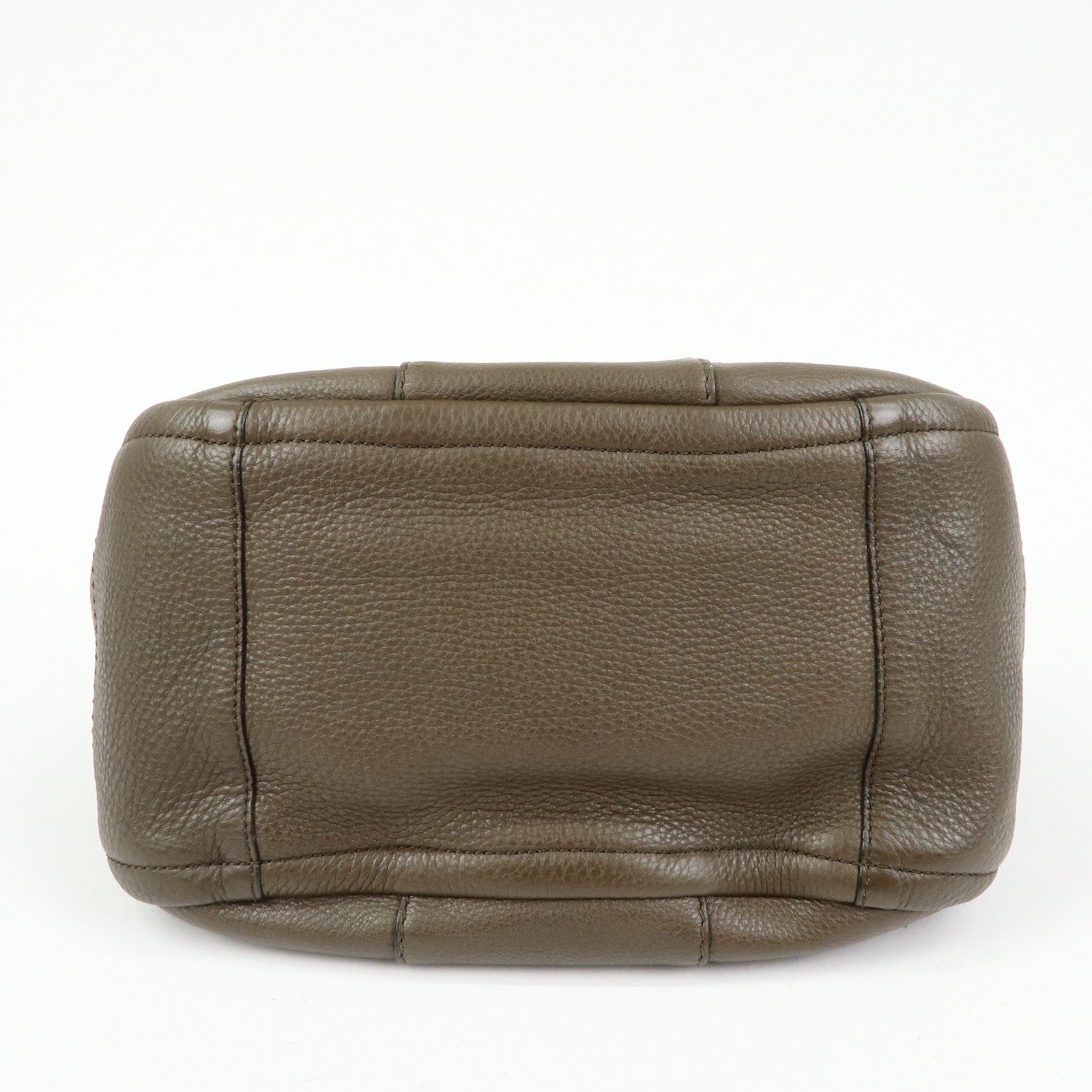 Ferragamo Gancini Calf Leather Hand Bag Shoulder Bag Khaki