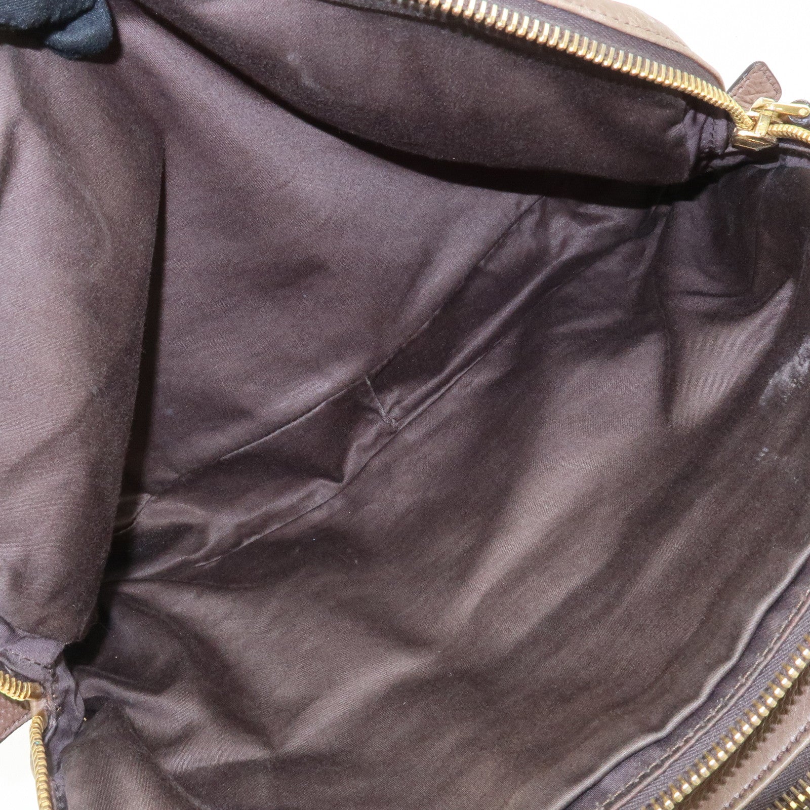 MIU MIU Logo Leather 2Way Bag Hand Bag Boston Bag Brown