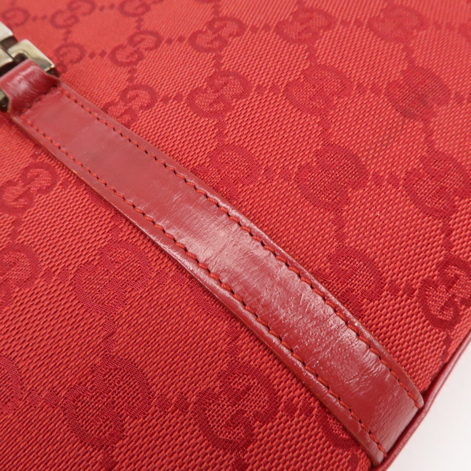 GUCCI Jackie GG Canvas Leather Shoulder Bag Tote Bag Red 002・1073