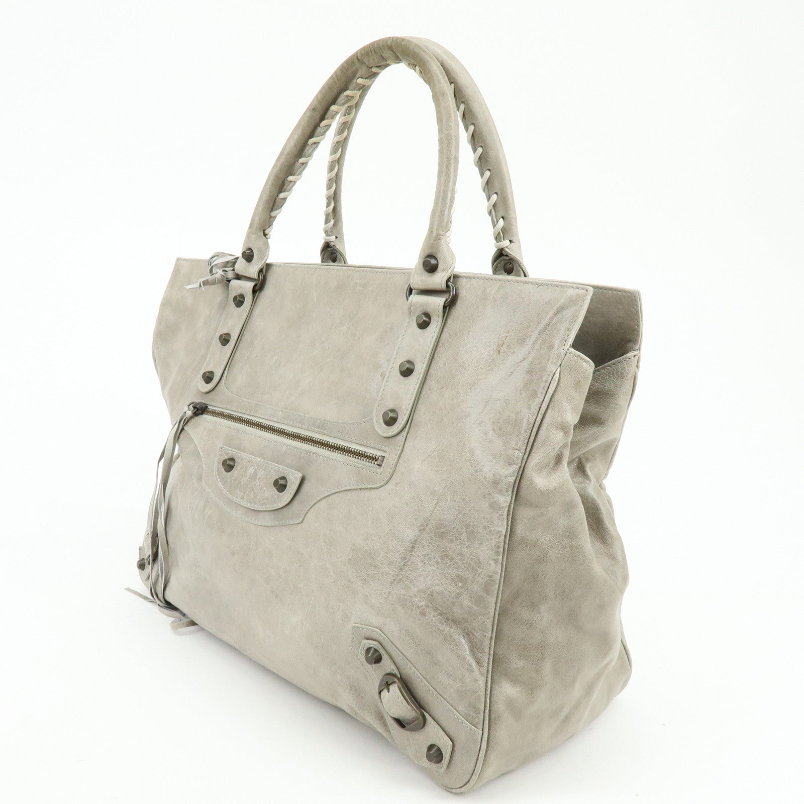 BALENCIAGA The Shopping Leather Tote Bag Shoulder Bag Gray