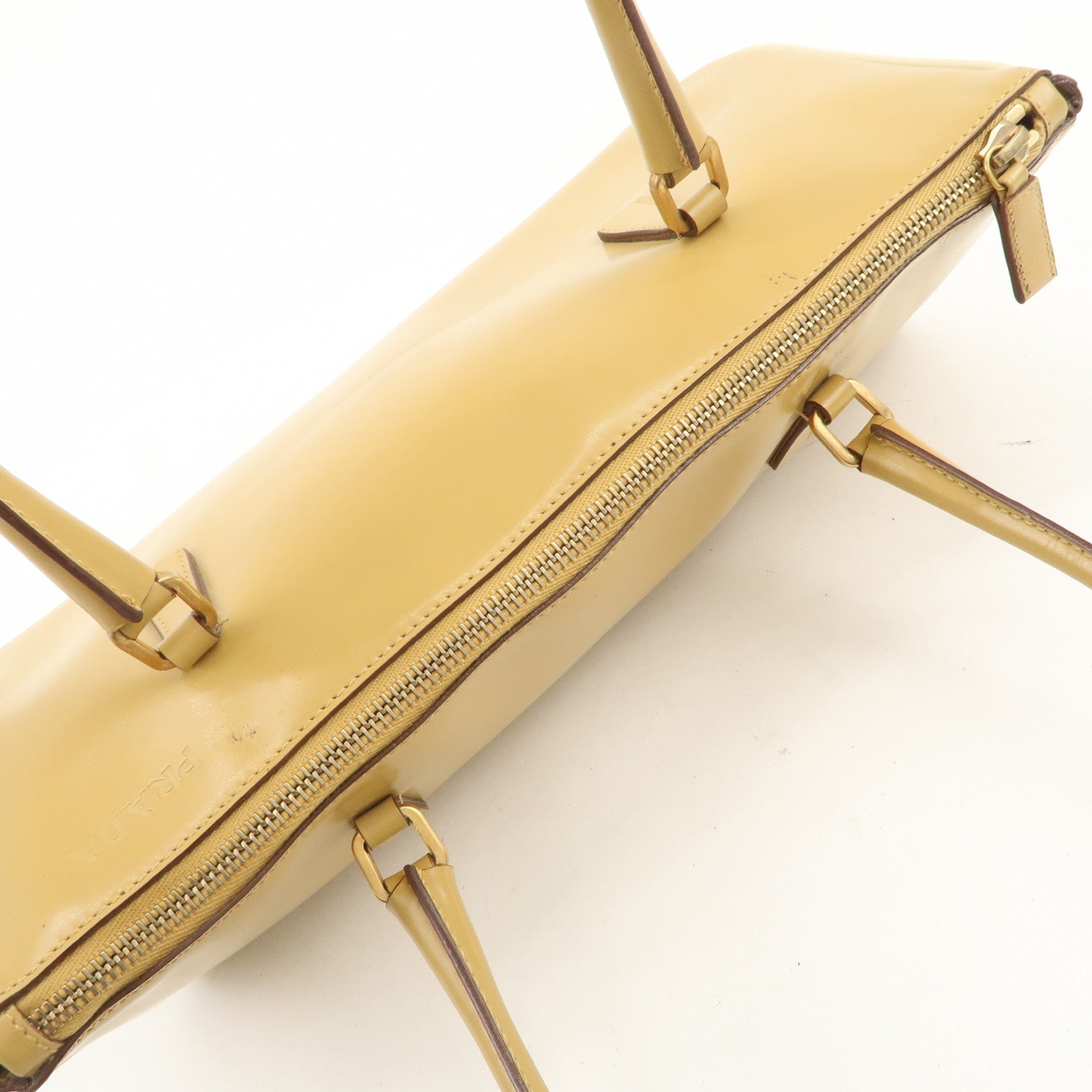 PRADA Leather Shoulder Bag Hand Bag Light Brown