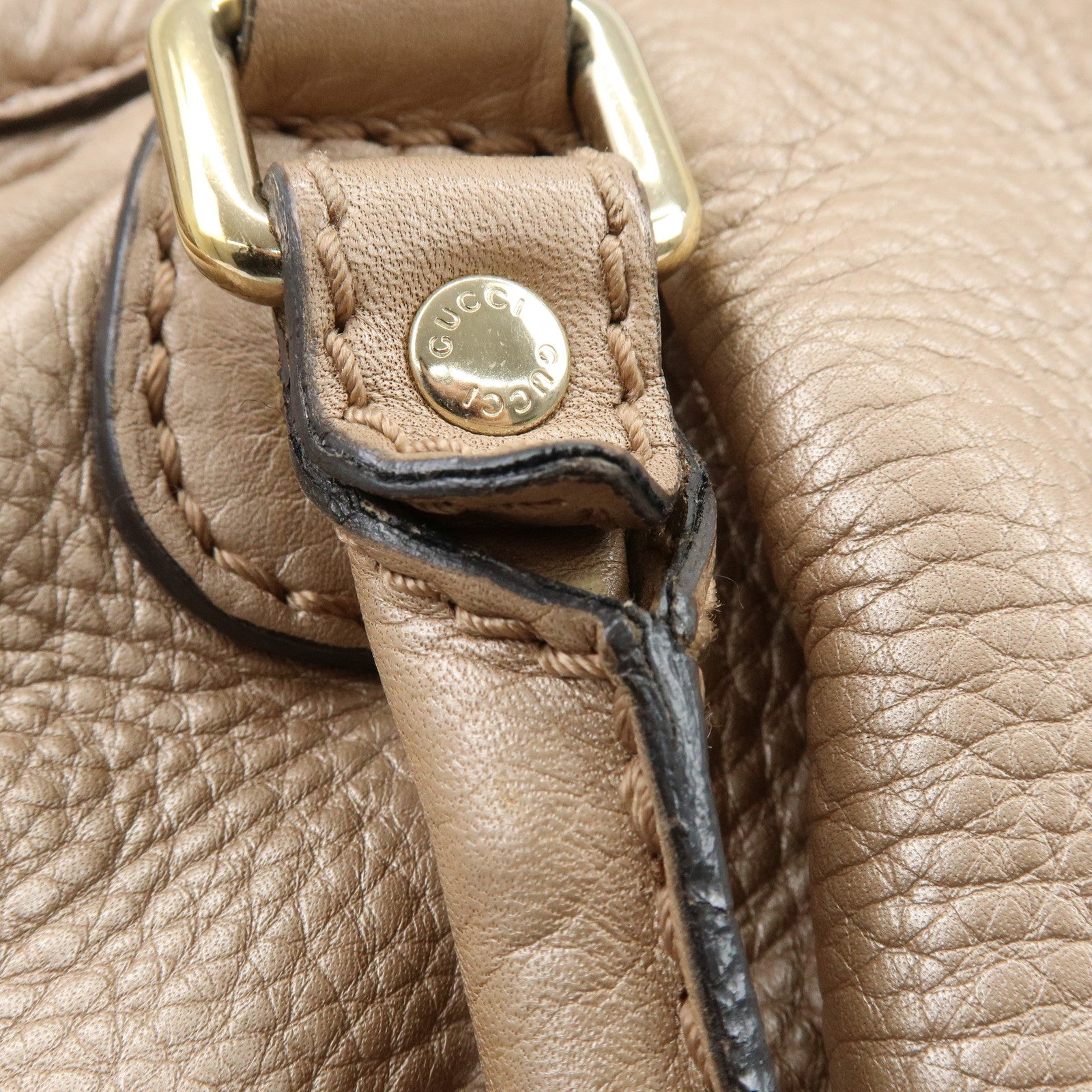 GUCCI Sukey Interlocking G Leather 2Way Bag Champagne Gold 247902
