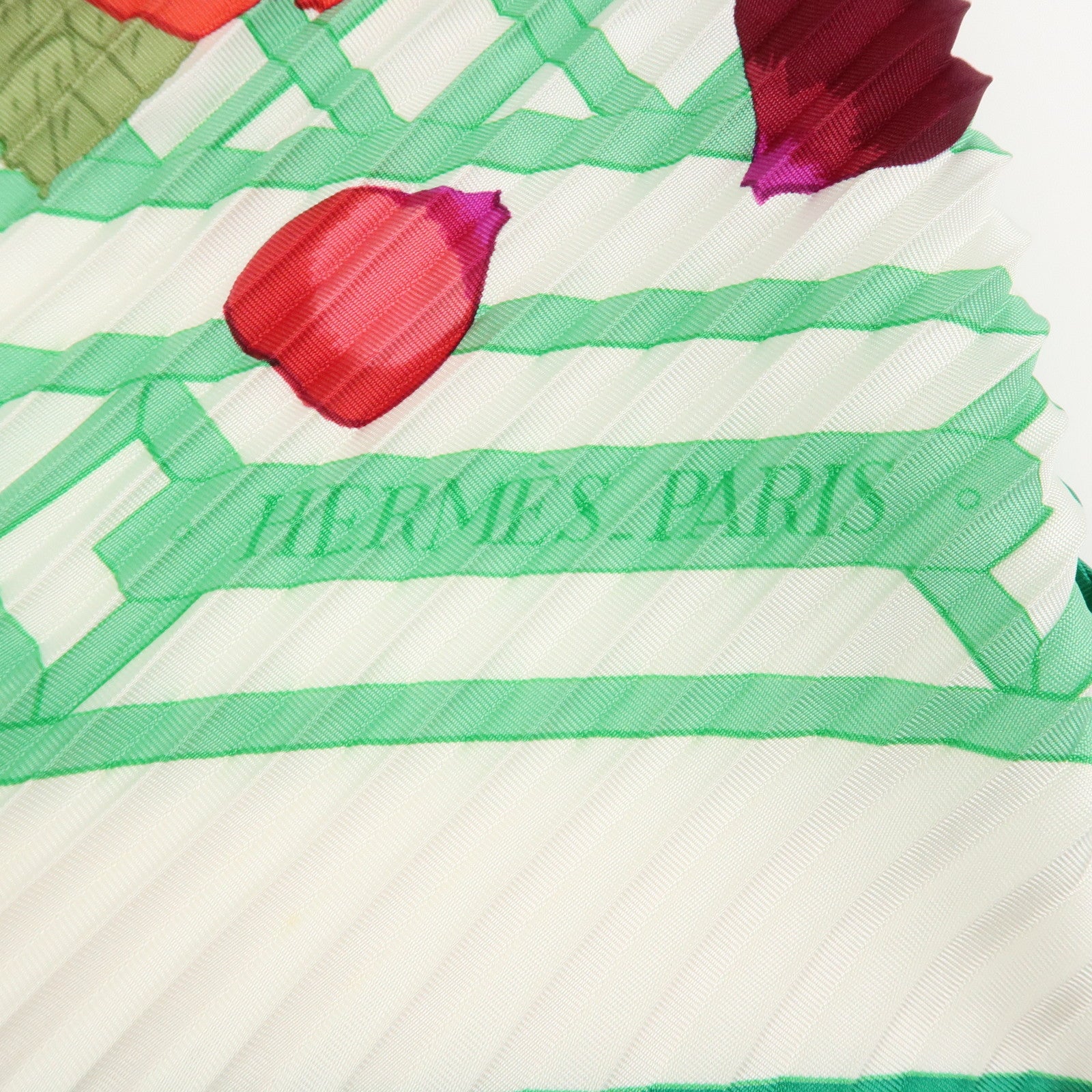 HERMES Carre 90 Silk 100% Pleats Scarf LA ROSEE Anne Gavarni