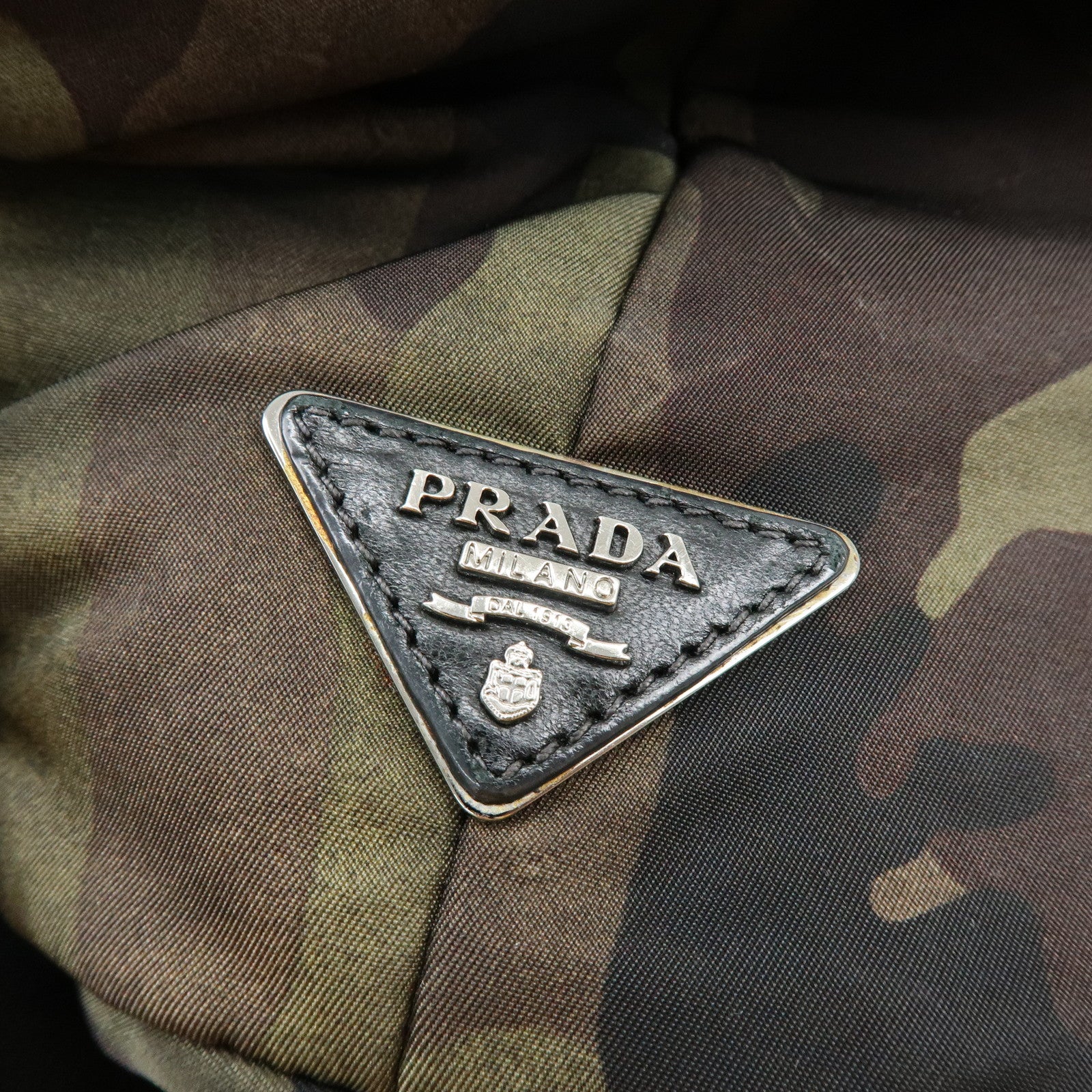PRADA Triangle Logo Nylon Leather Camouflage Reversible 2Way Bag