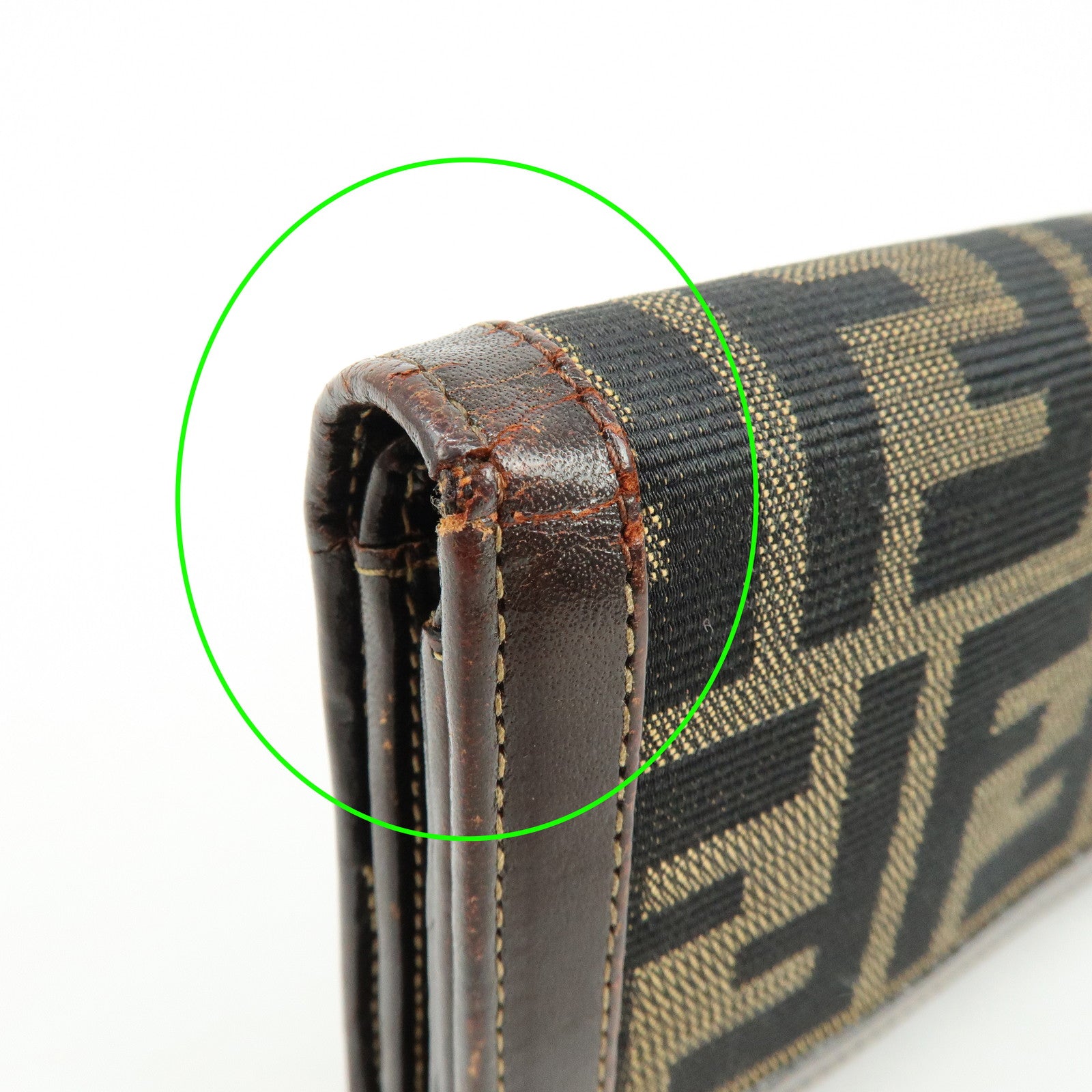 FENDI Zucca Canvas Leather Bi-fold Compact Wallet Brown 31052