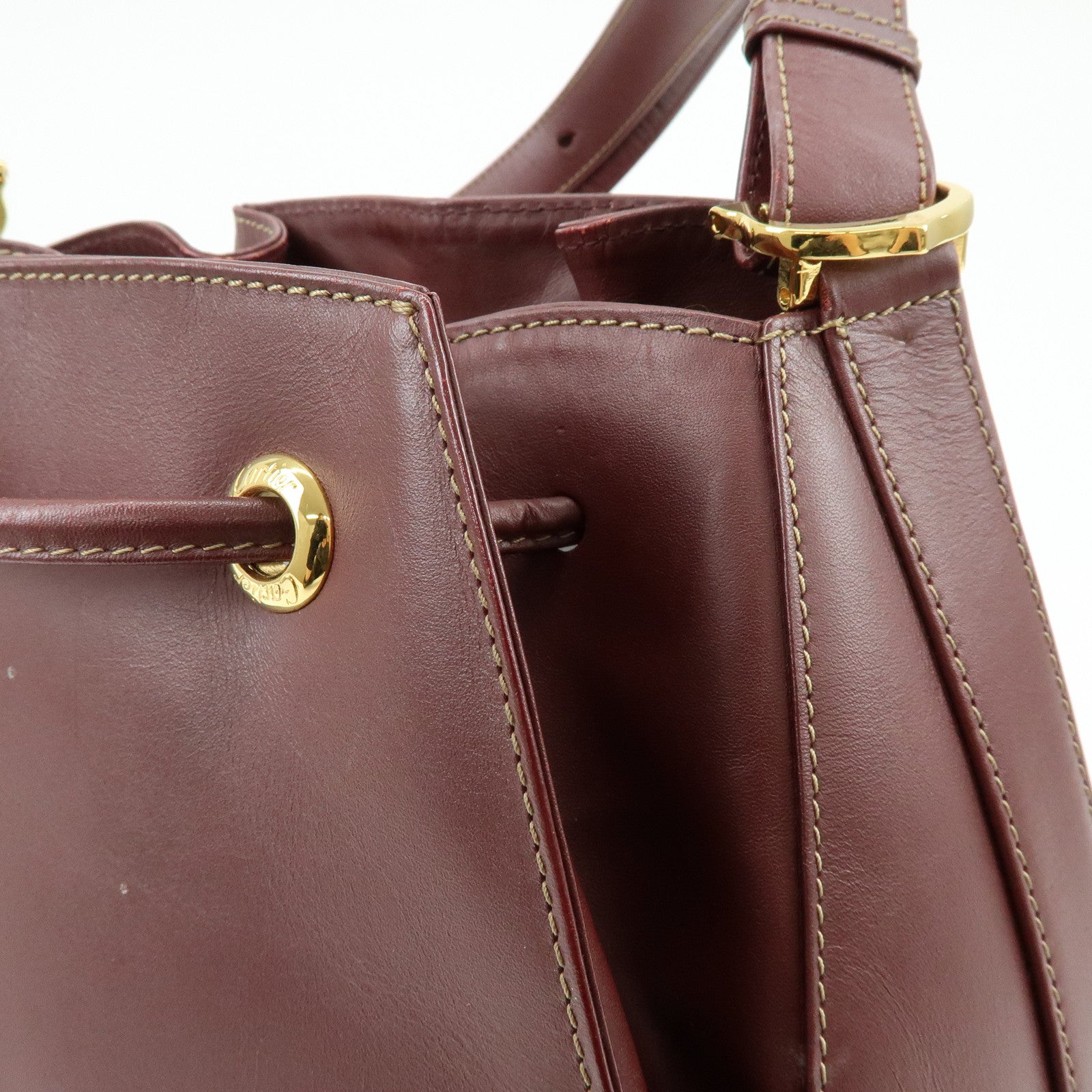 Cartier Must de Cartier Leather Shoulder Crossbody Bag Bordeaux