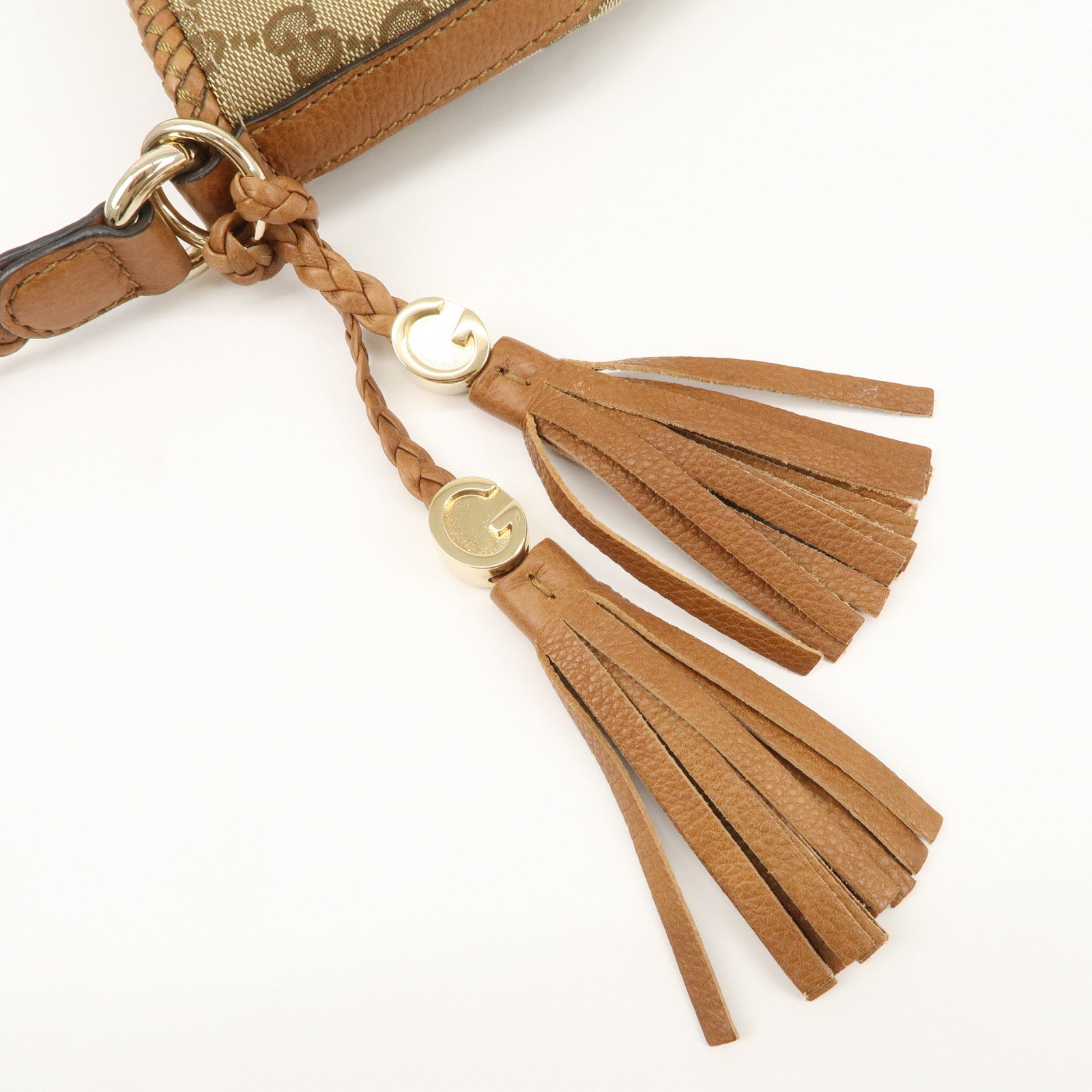 GUCCI Marrakech GG Canvas Leather Shoulder Bag Beige Brown 257026 Used