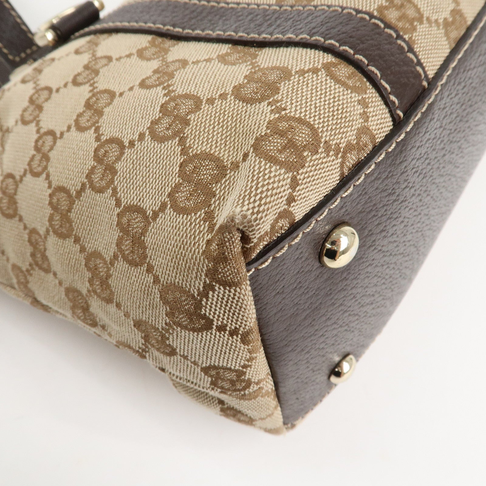 GUCCI Abbey GG Canvas Leather Tote Bag Hand Bag Beige Brown 141470 Used