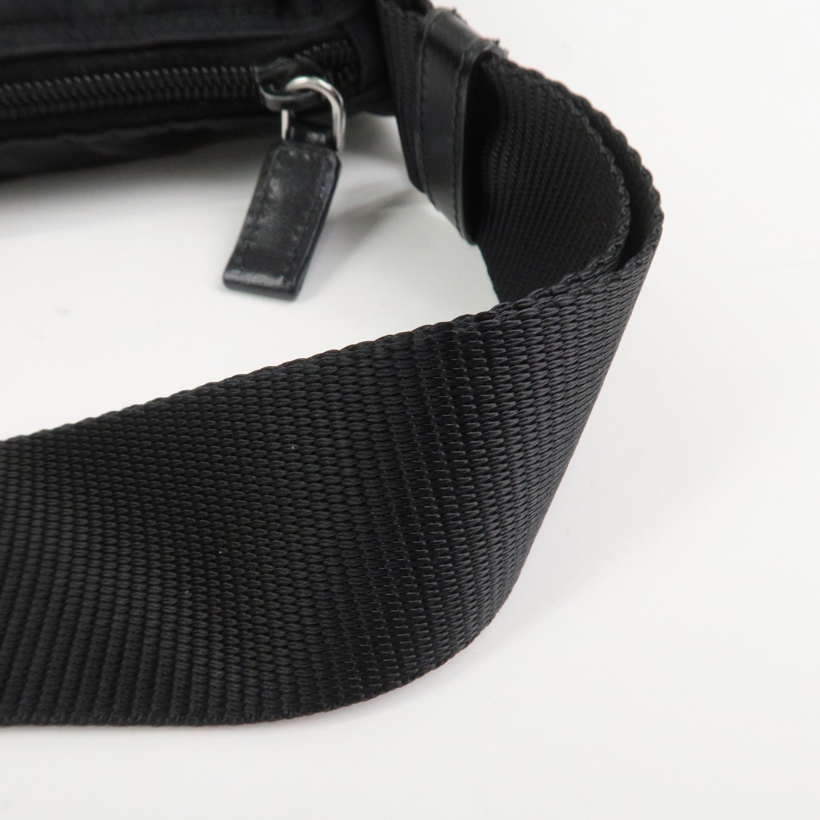 PRADA Triangle Logo Nylon Shoulder Bag Crossbody Bag Black 1BC421