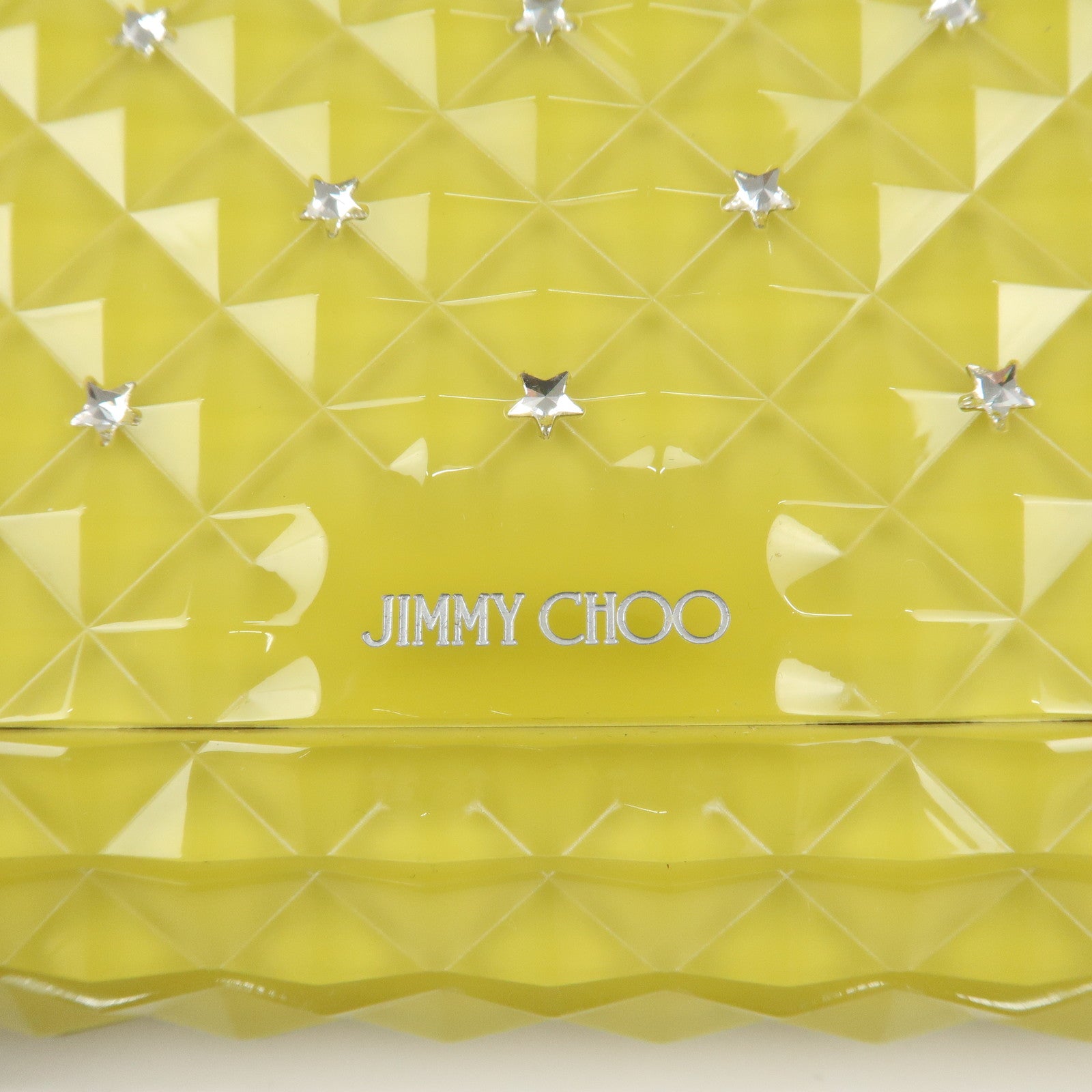 JIMMY CHOO Plastic Candy Clutch Bag Shoulder Bag Star Yellow Used