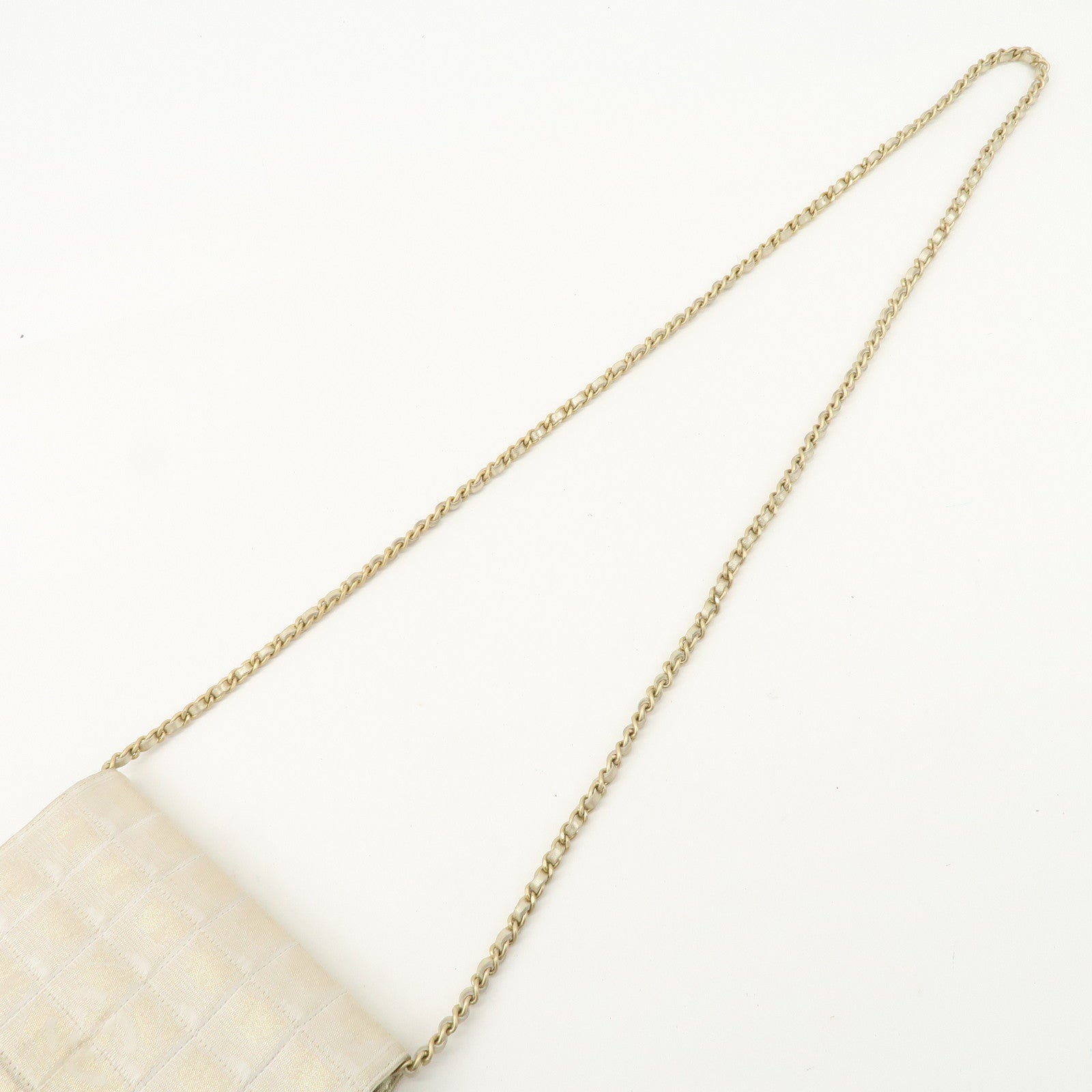 Chanel New Travel Line Nylon Jacquard Leather Chain Wallet Gold A15772 Used