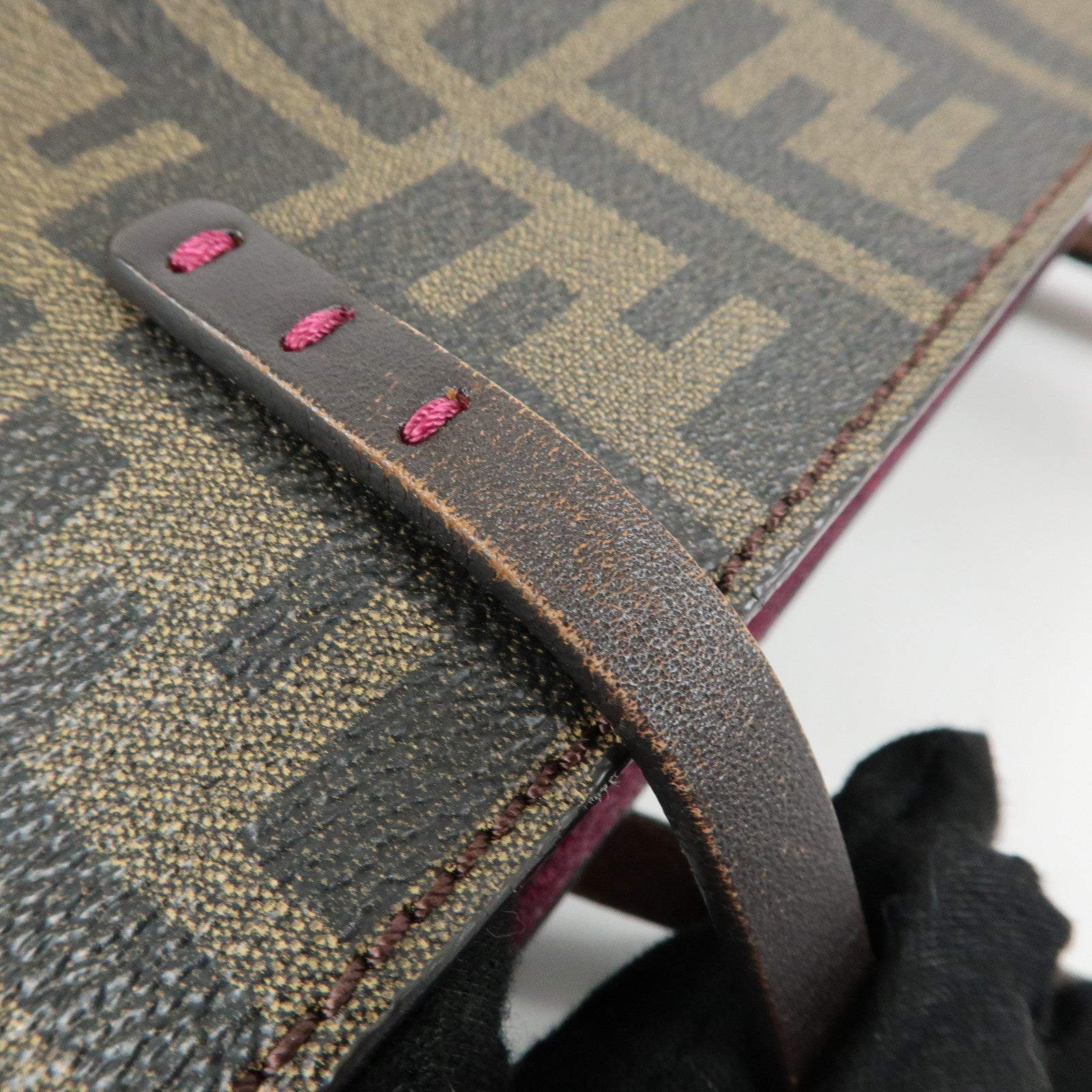 FENDI Zucca PVC Leather Tote Bag Shoulder Bag Brown Black 8BH198