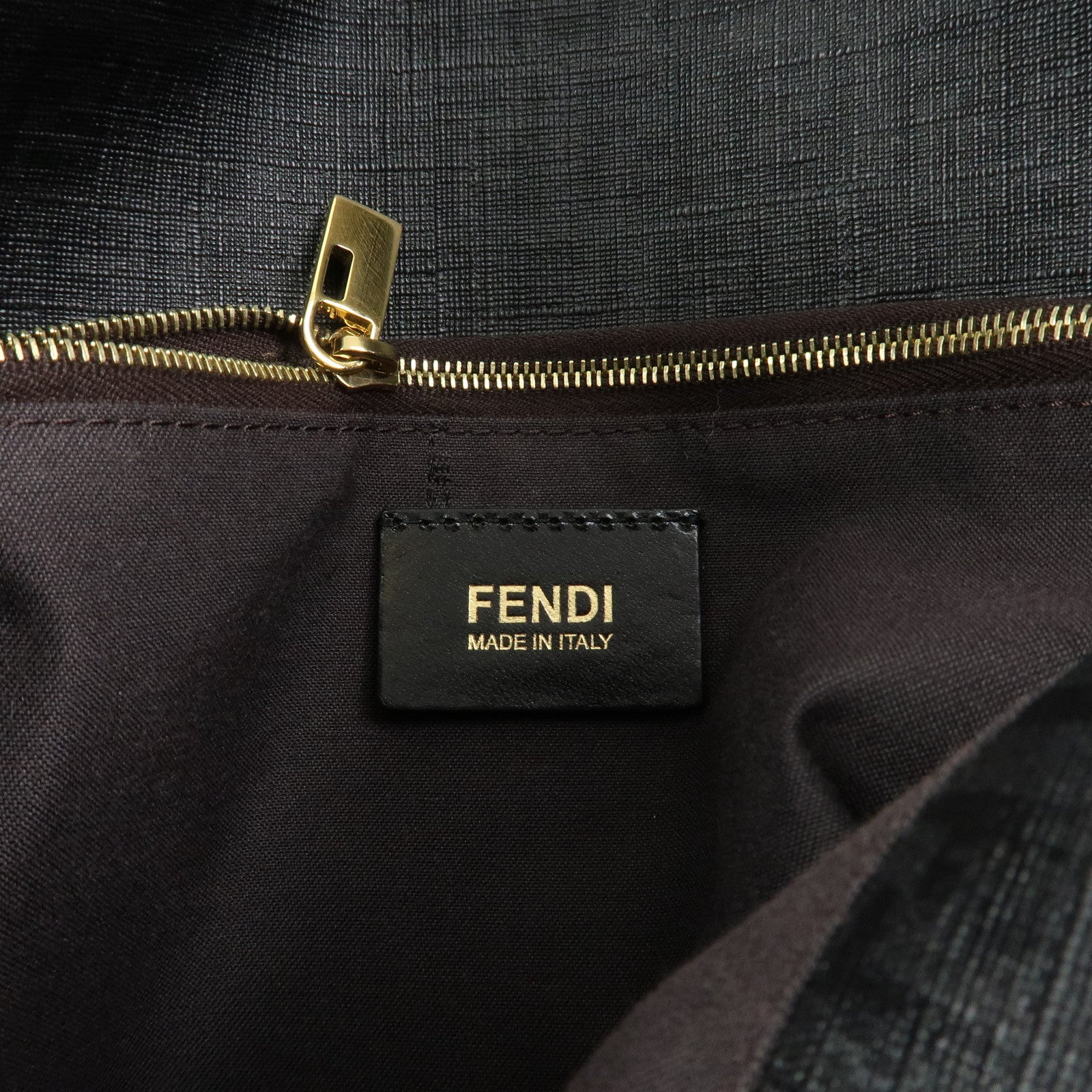 FENDI Mamma Baguette Zucchino PVC Leather Shoulder Bag Hand Bag Black 8BR001