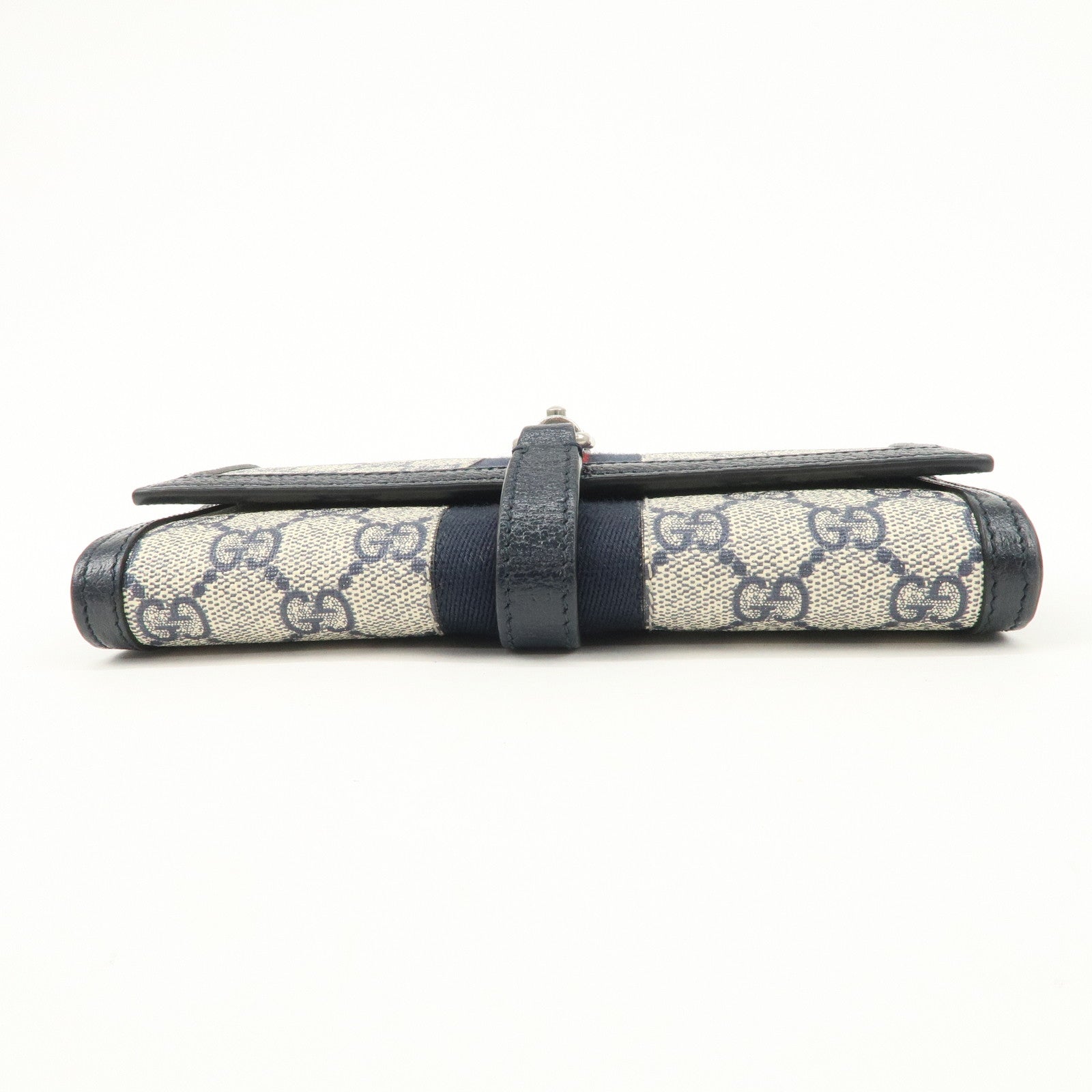 GUCCI New Jackie 1961 Sherry GG Supreme Chain Wallet Navy 652681