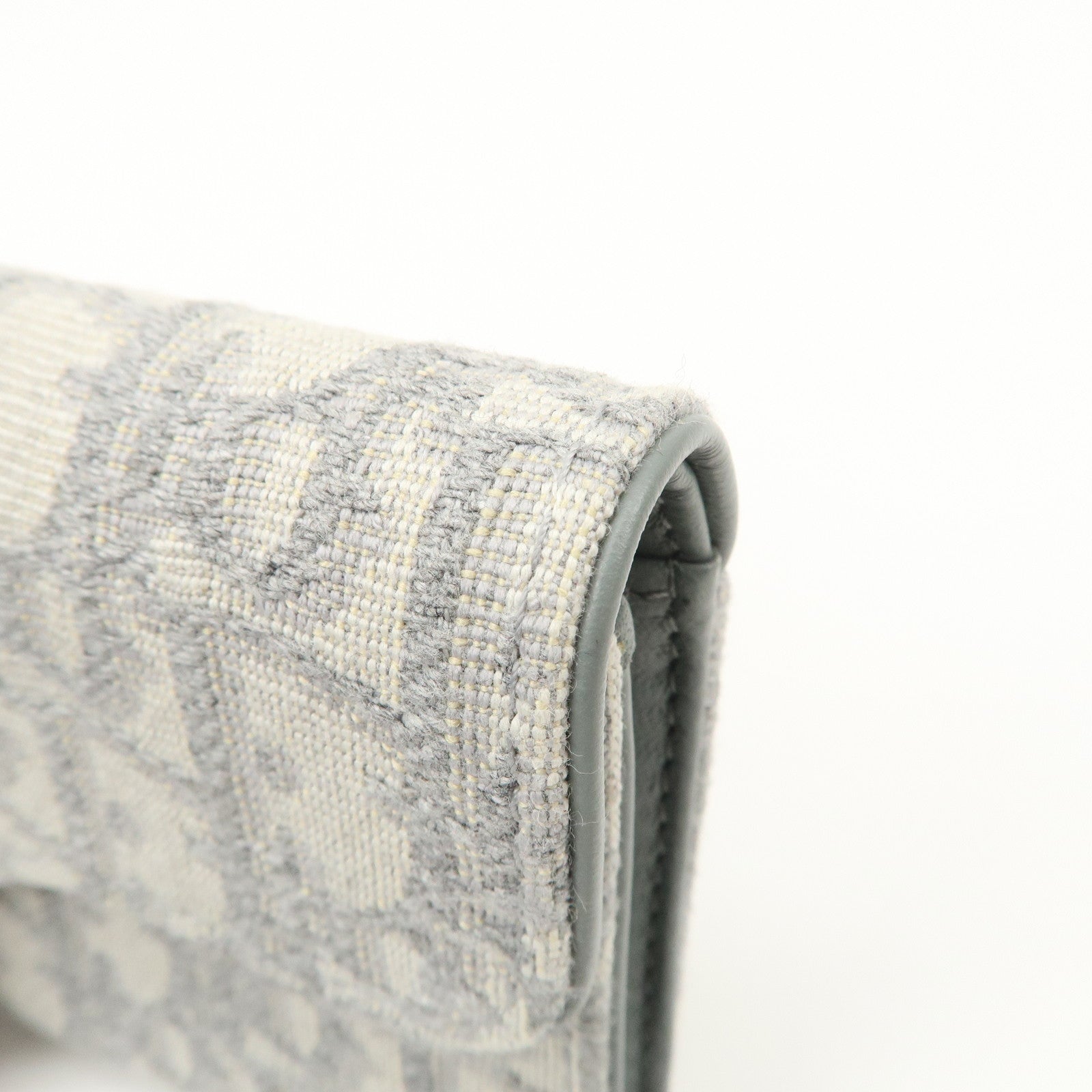 Christian Dior Oblique Jacquard Saddle Lotus Wallet Gray