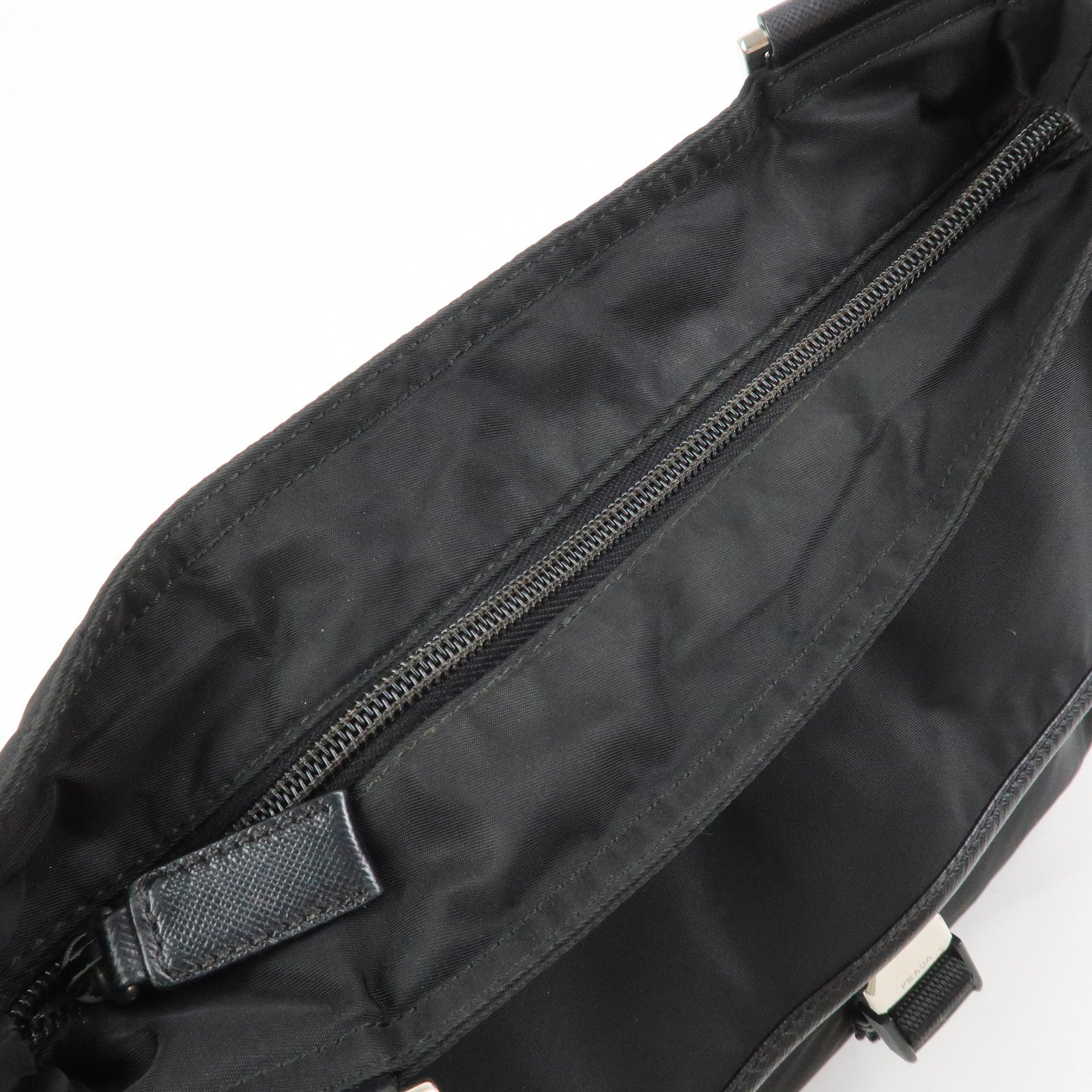 PRADA Nylon Saffiano Leather Shoulder Bag Black VA0269