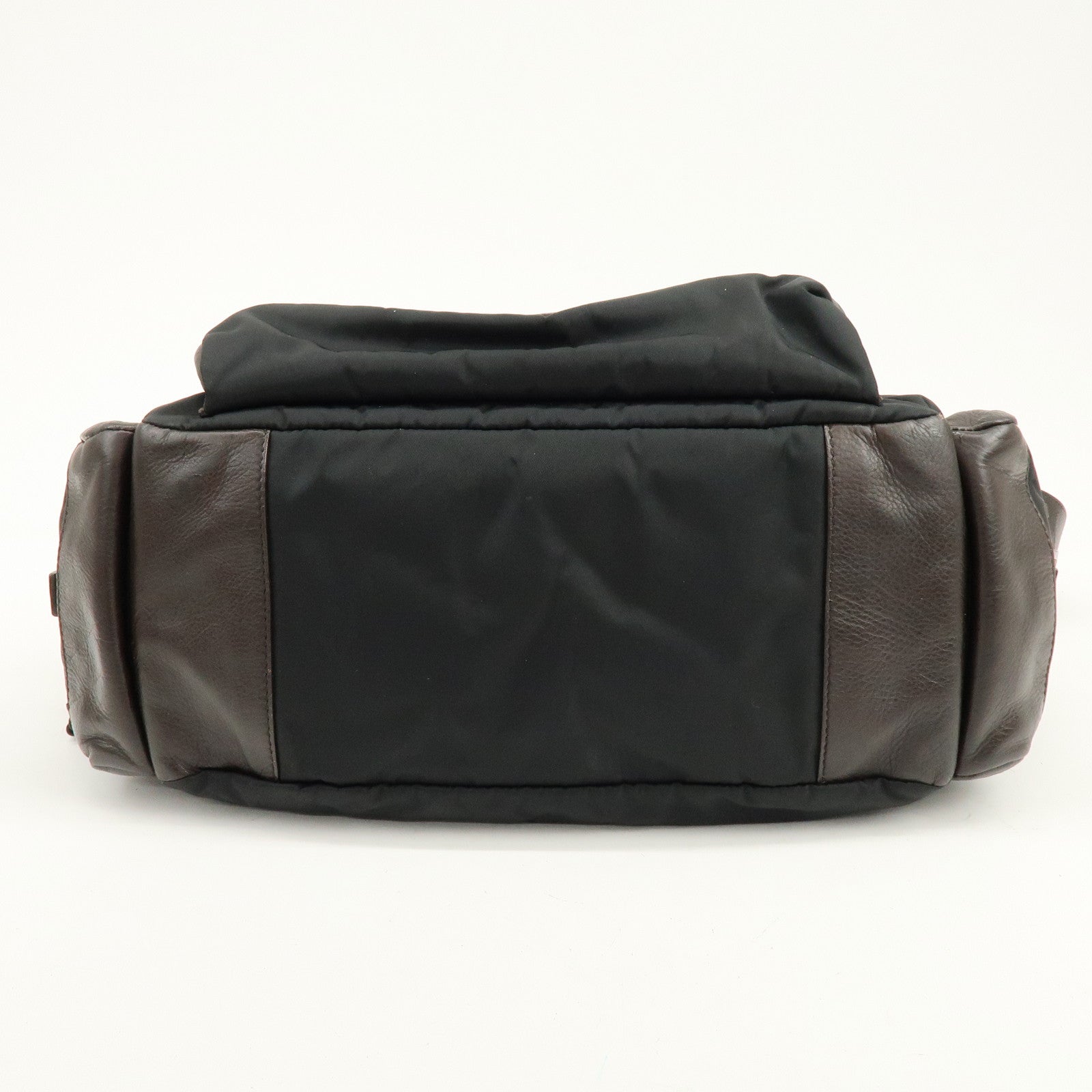PRADA Nylon Leather 2Way Bag Hand Bag Shoulder Bag Brown