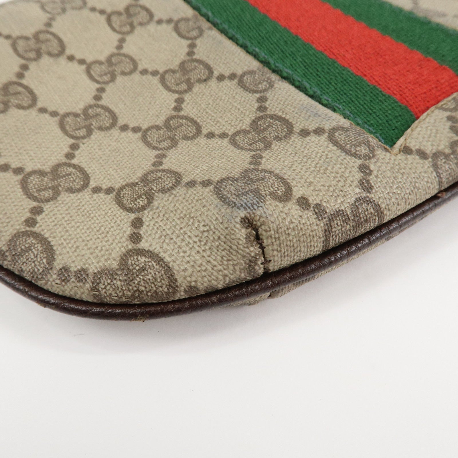 GUCCI Old Gucci GG Supreme Cosmetic Pouch Clutch Bag Beige